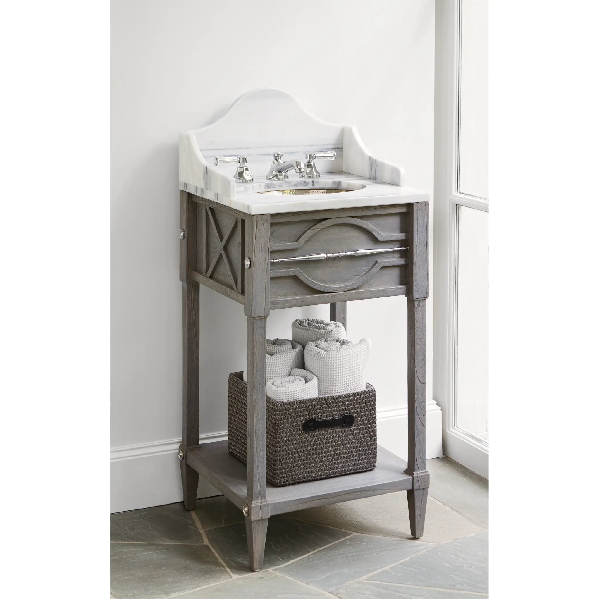 19" Spindle Sink Chest (Mini) - Weathered Gr by Ambella Home image 2