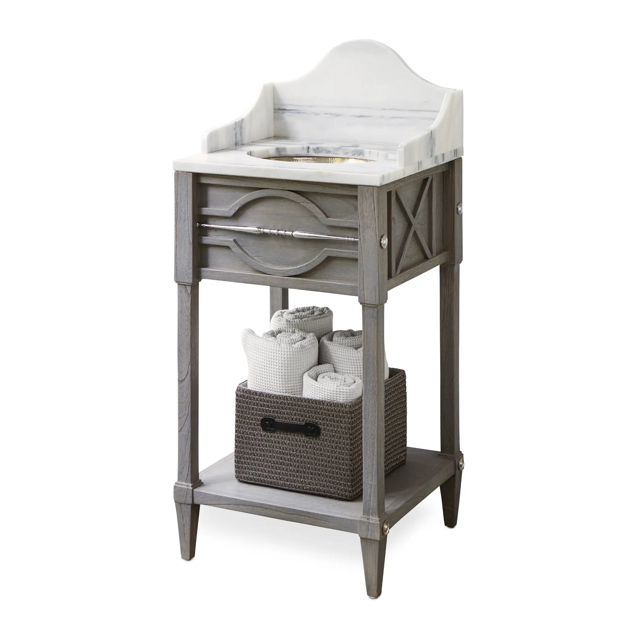 19" Spindle Sink Chest (Mini) - Weathered Gr by Ambella Home image