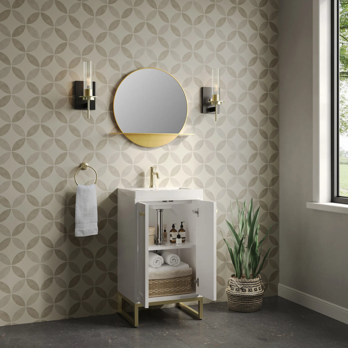 20" Chianti Single Cabinet in Glossy White in Champagne Brass-White Glossy image 10