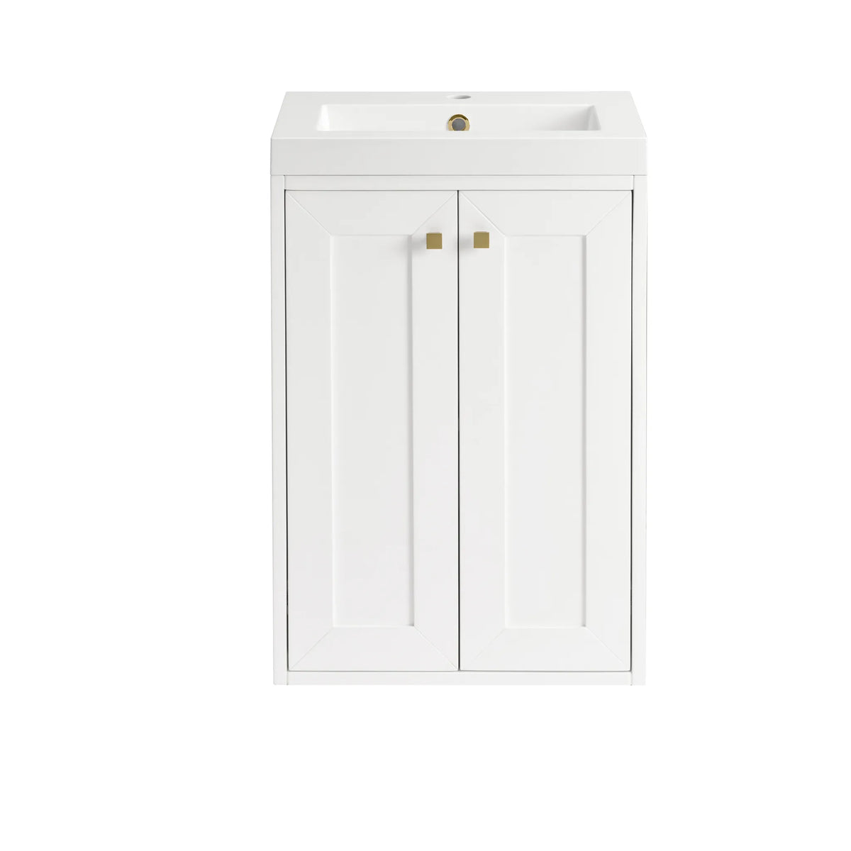 20" Chianti Single Cabinet in Glossy White in Champagne Brass-White Glossy image 3
