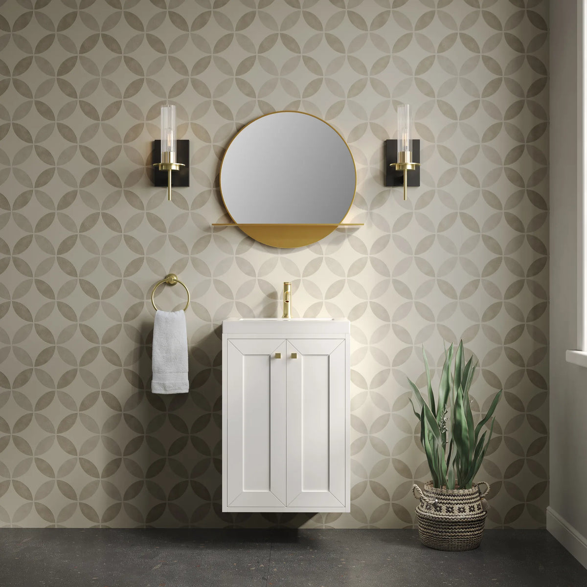 20" Chianti Single Cabinet in Glossy White in Champagne Brass-White Glossy image 7