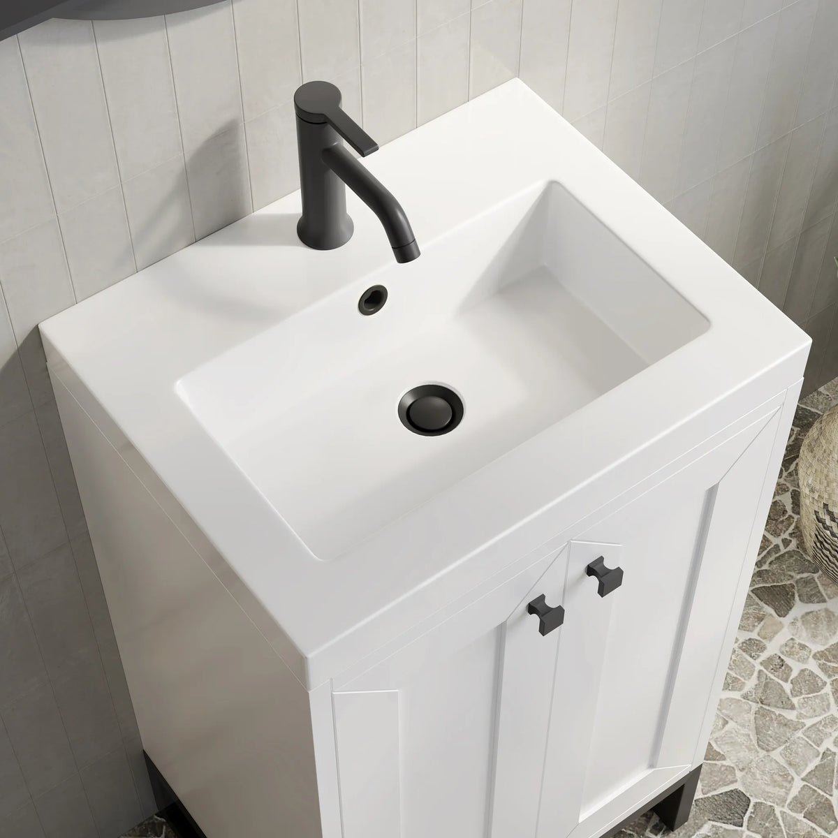20" Chianti Single Cabinet in Glossy White in Matte Black-White Glossy image 13