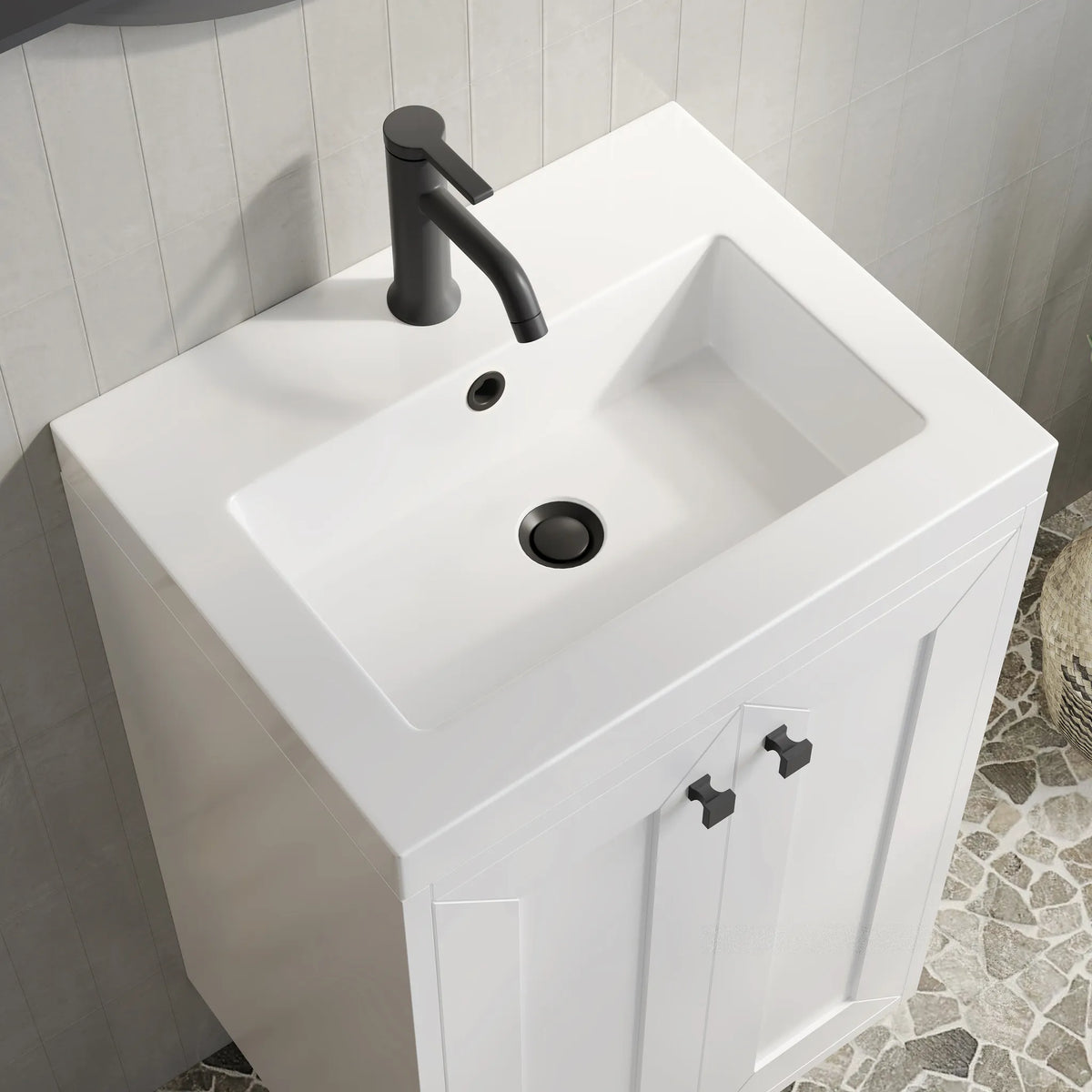 20" Chianti Single Cabinet in Glossy White in Matte Black-White Glossy image 14