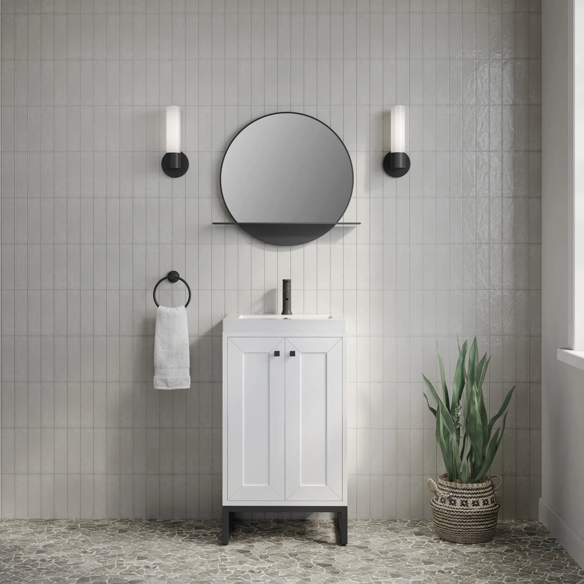 20" Chianti Single Cabinet in Glossy White in Matte Black-White Glossy image 6