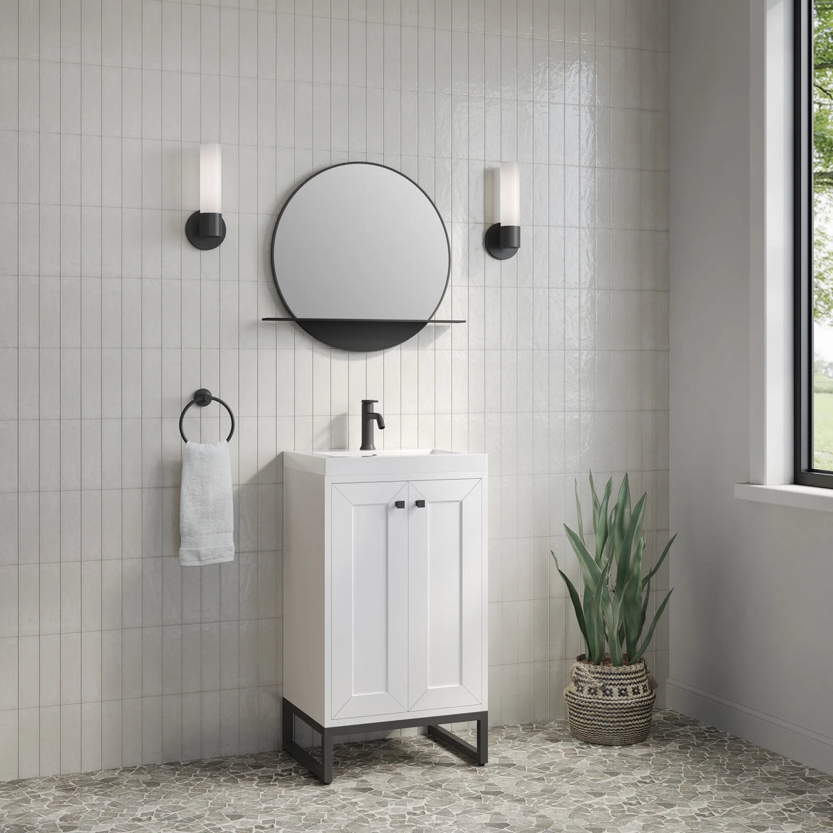 20" Chianti Single Cabinet in Glossy White in Matte Black-White Glossy image 8