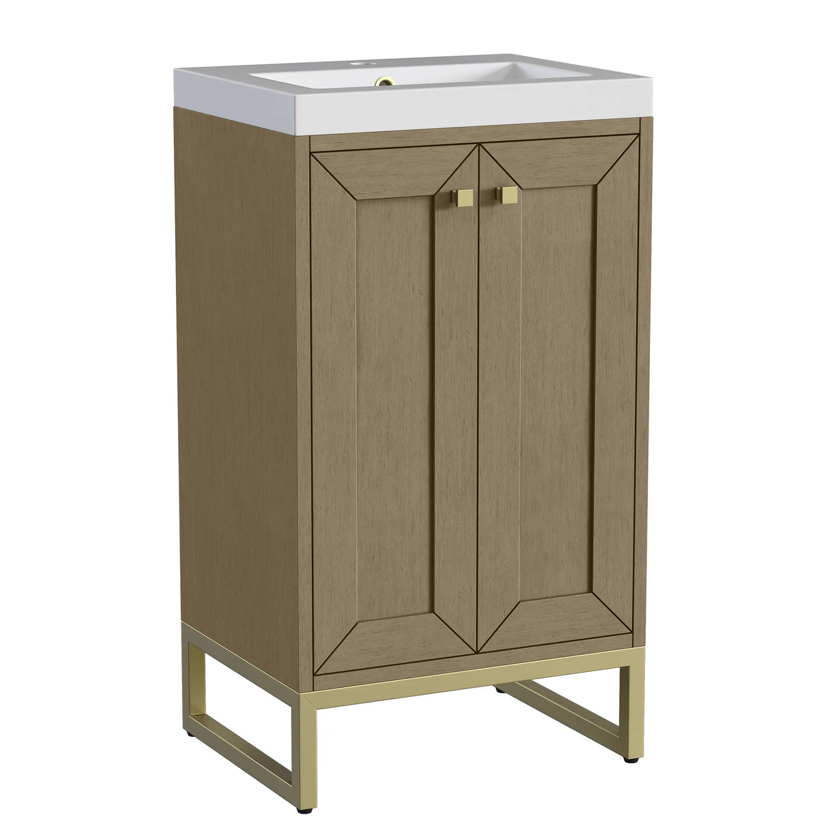 20" Chianti Single Cabinet in Walnut Whisper in Champagne Brass-White Glossy image 17