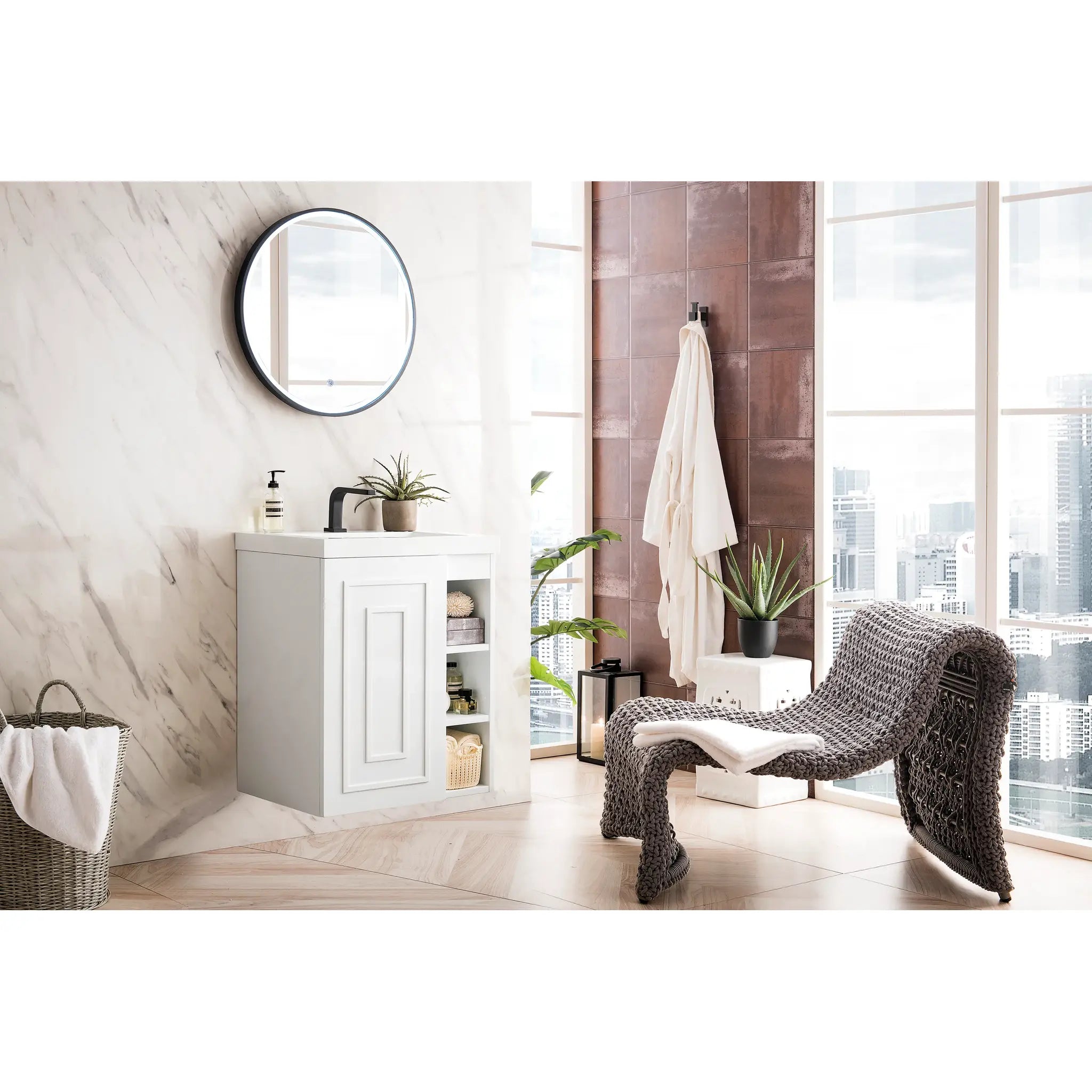 24" Alicante Single Vanity in Glossy White-White Glossy image 2