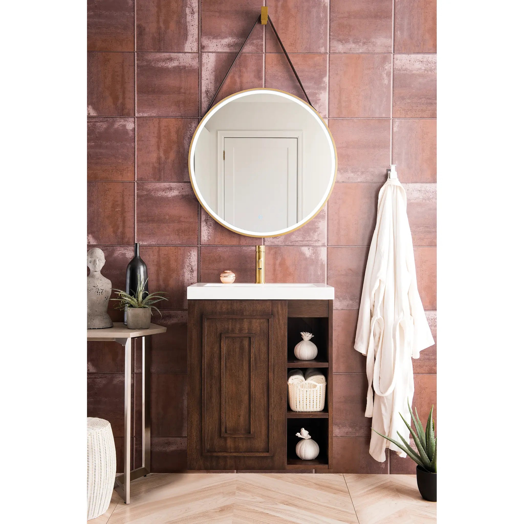 24" Alicante Single Vanity in Mid-Century Acacia-White Glossy image 1
