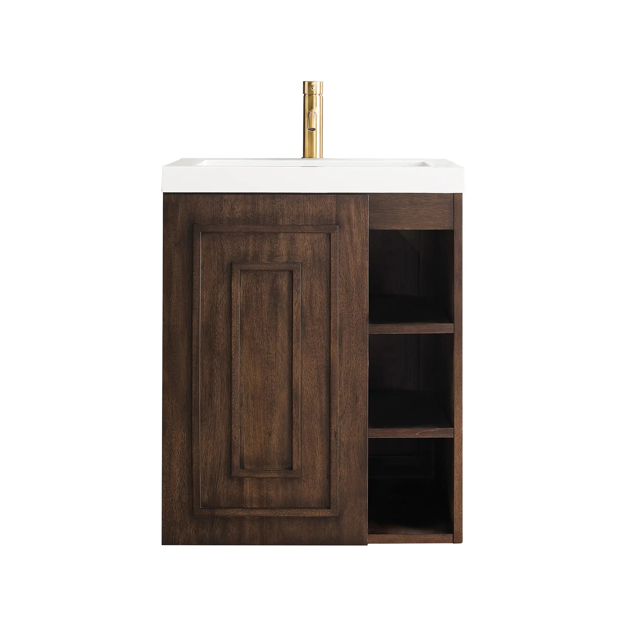 24" Alicante Single Vanity in Mid-Century Acacia-White Glossy image