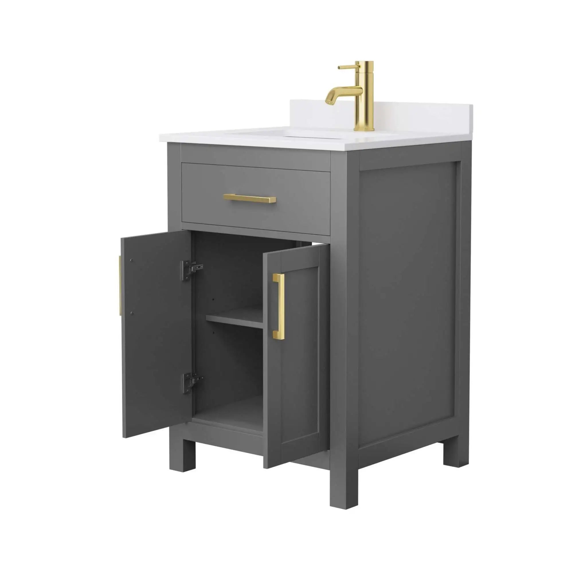 24" Beckett Single Bathroom Vanity in Dark Gray with Brushed Gold Trim by Wyndham
