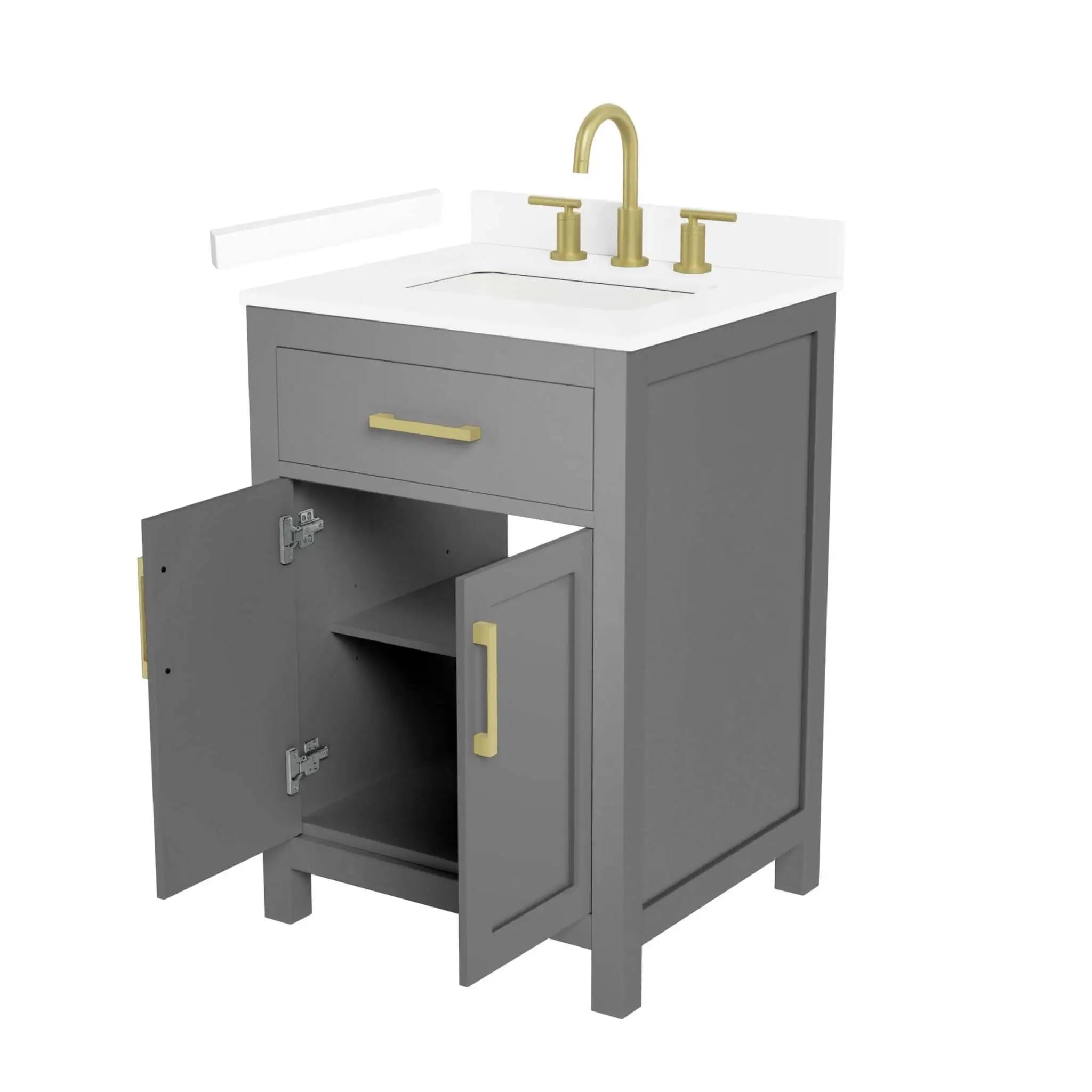 24" Beckett Single Bathroom Vanity in Dark Gray with Brushed Gold Trim by Wyndham