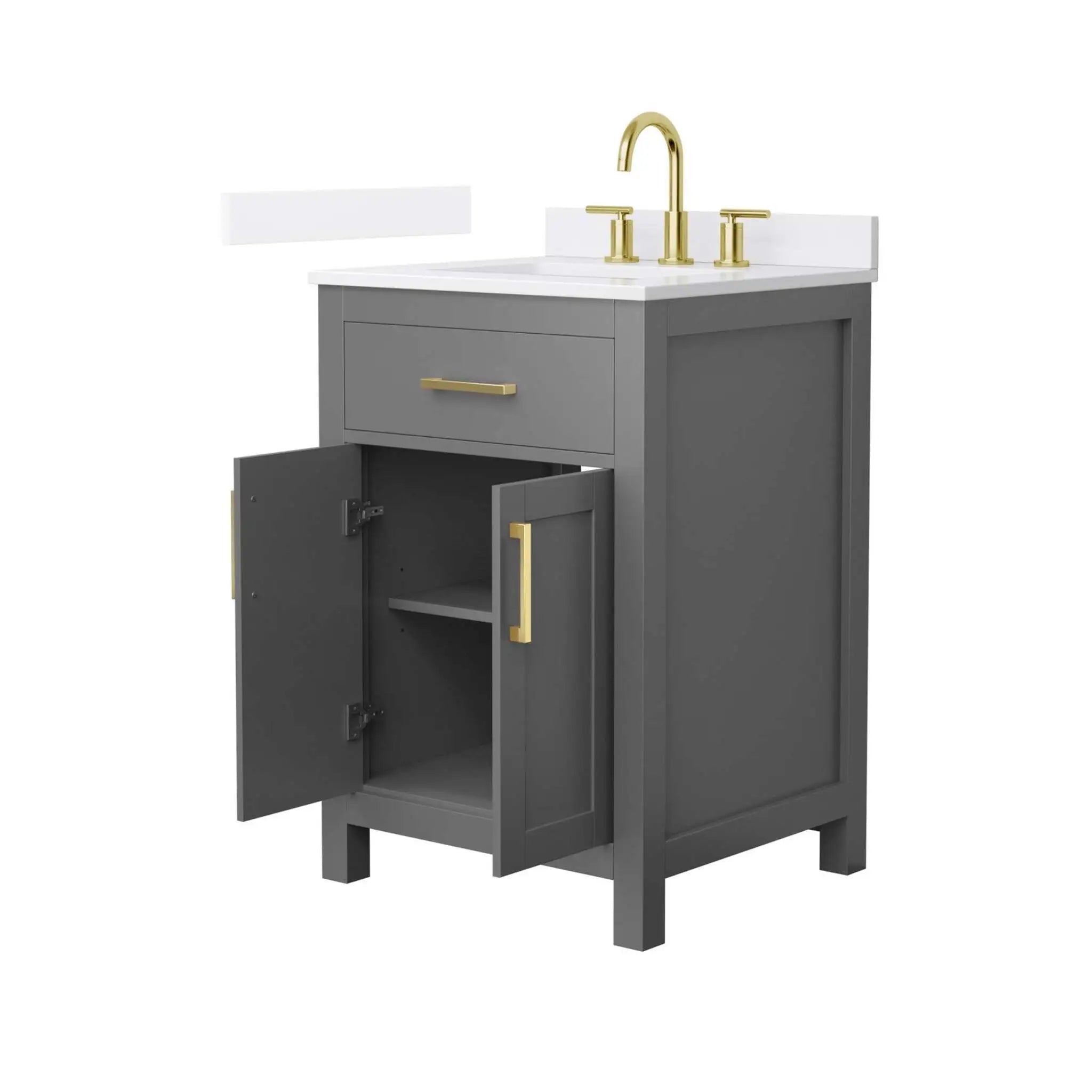 24" Beckett Single Bathroom Vanity in Dark Gray with Brushed Gold Trim by Wyndham
