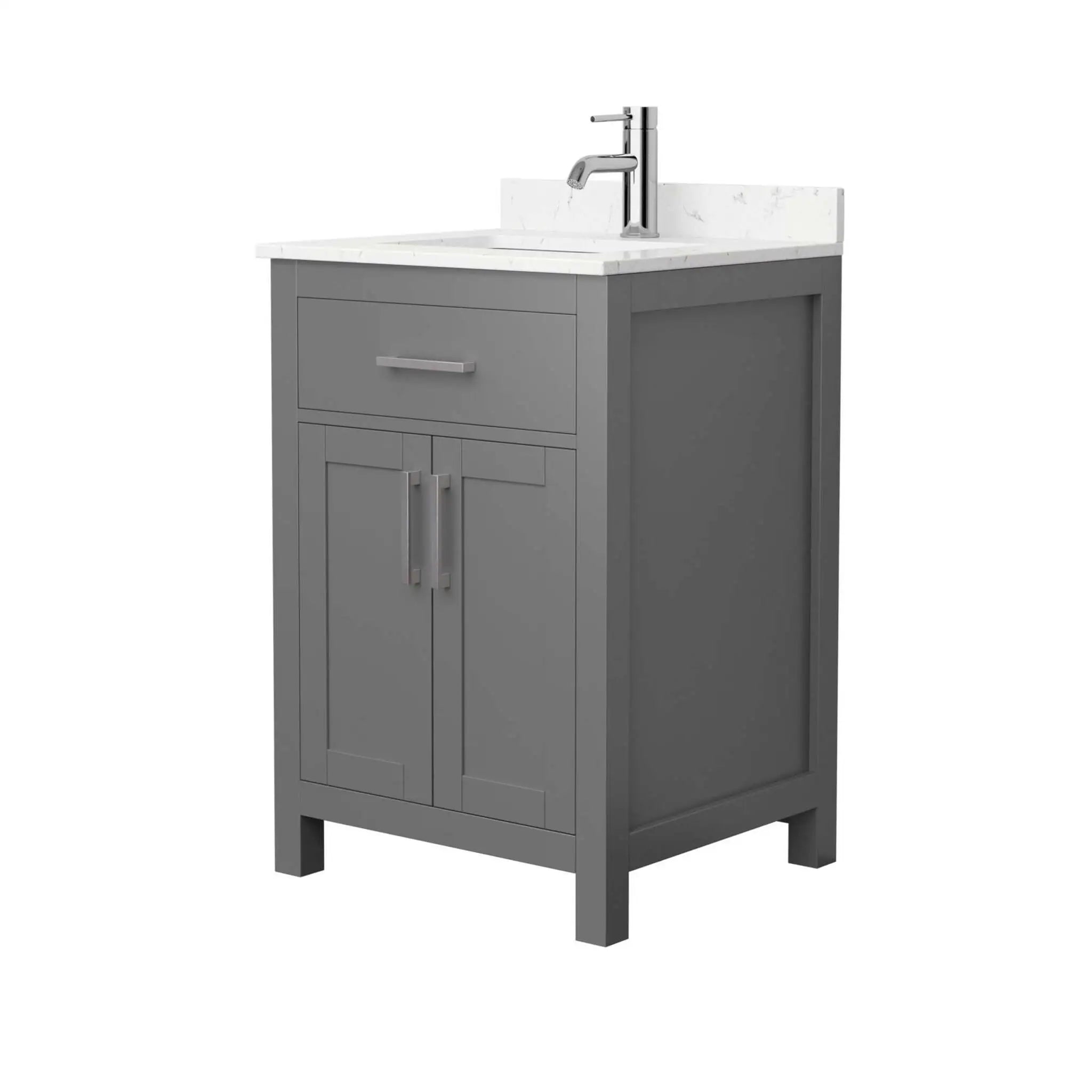 24" Beckett Single Bathroom Vanity in Dark Gray with Brushed Nickel Trim by Wyndham