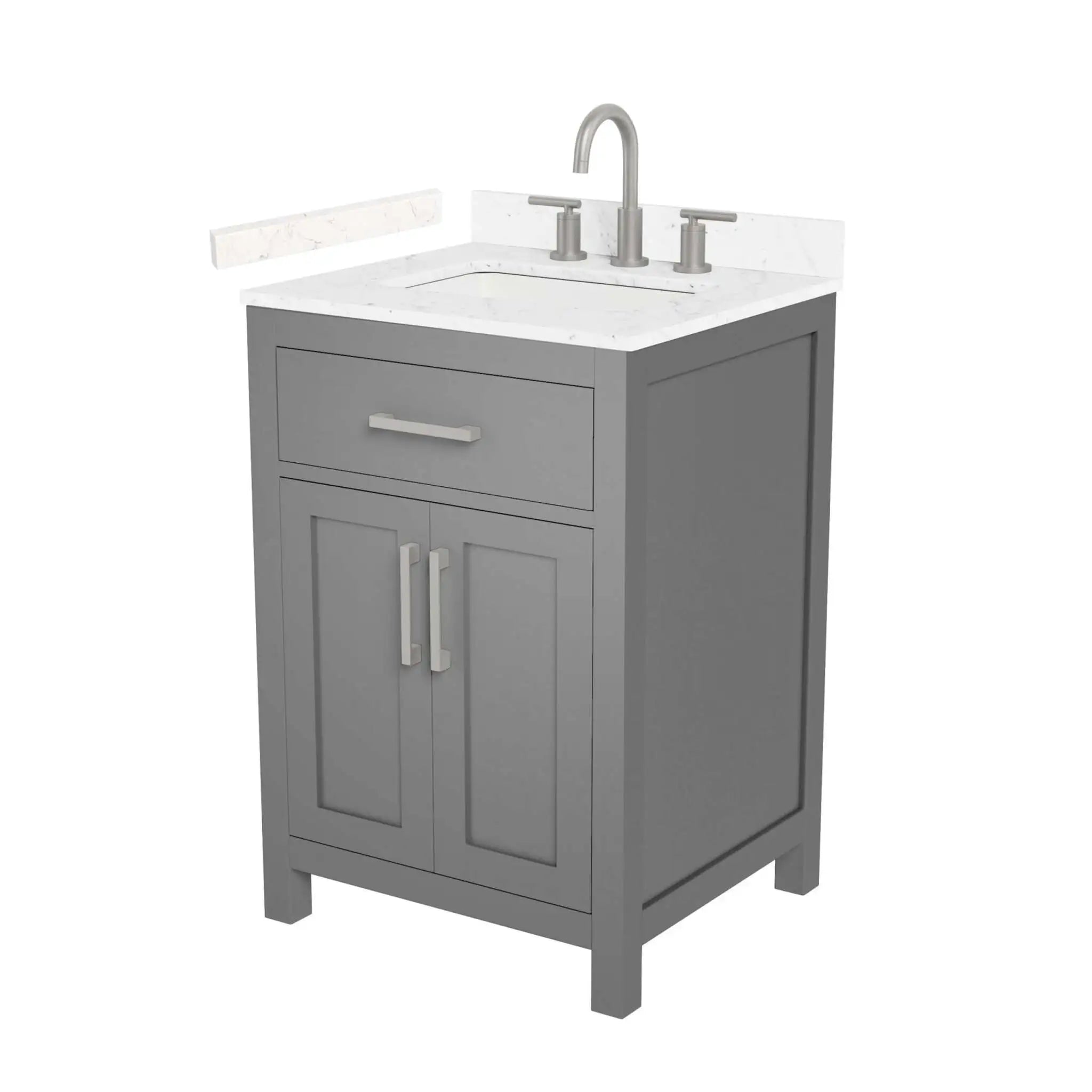 24" Beckett Single Bathroom Vanity in Dark Gray with Brushed Nickel Trim by Wyndham