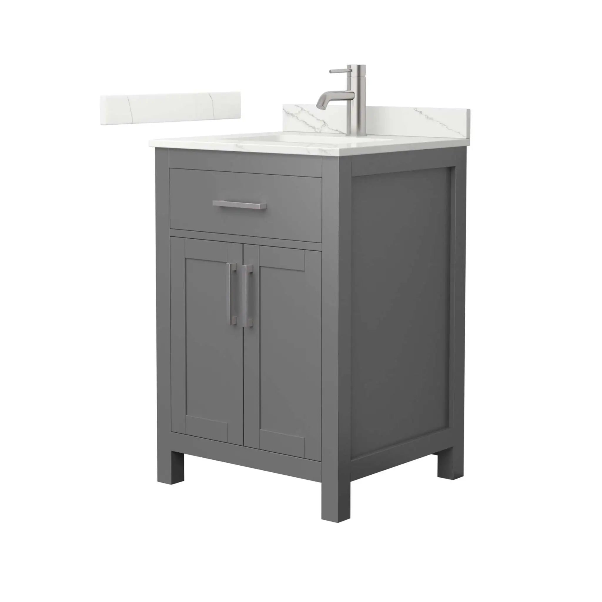 24" Beckett Single Bathroom Vanity in Dark Gray with Brushed Nickel Trim by Wyndham
