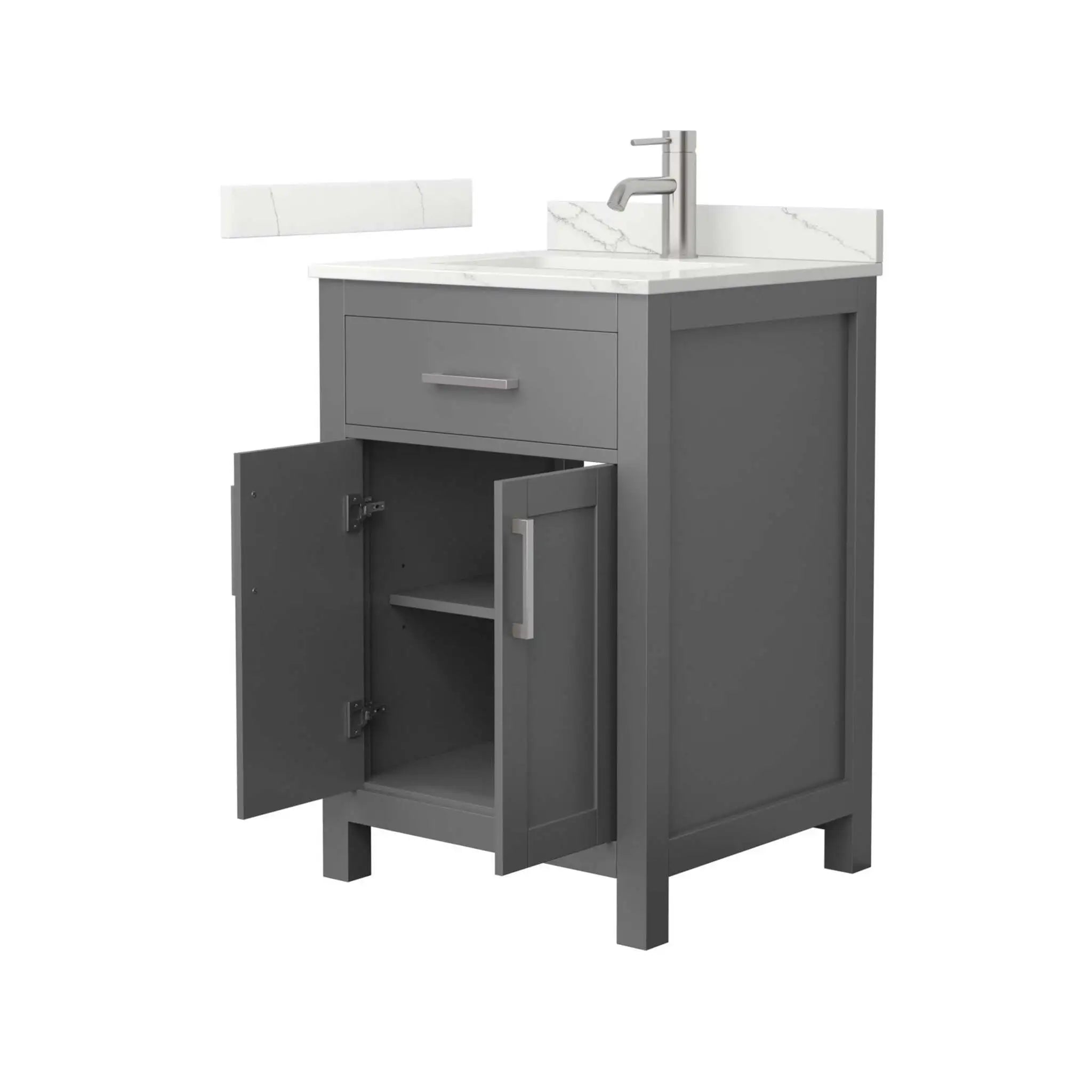 24" Beckett Single Bathroom Vanity in Dark Gray with Brushed Nickel Trim by Wyndham