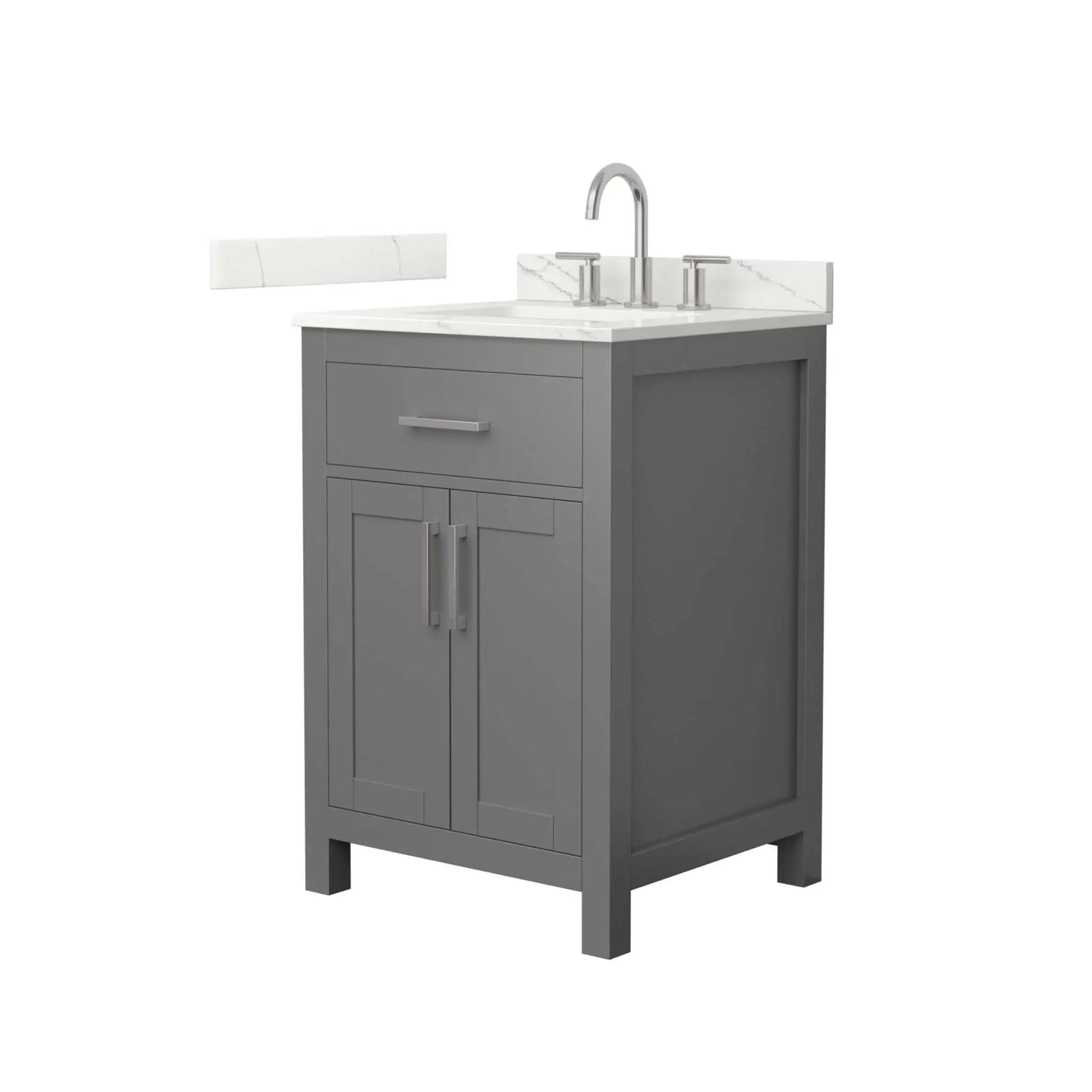 24" Beckett Single Bathroom Vanity in Dark Gray with Brushed Nickel Trim by Wyndham