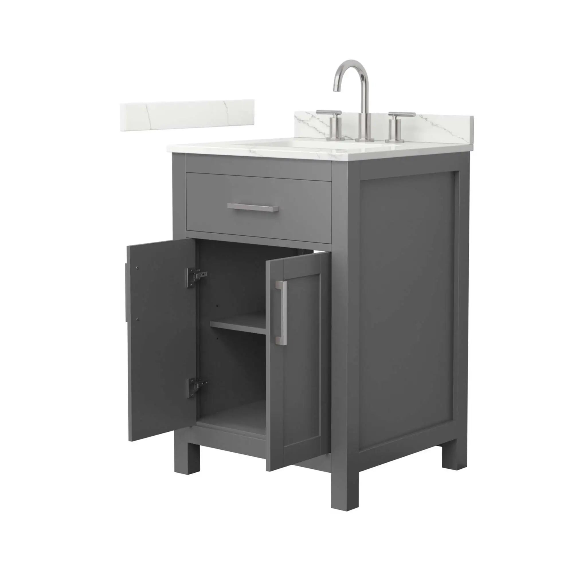 24" Beckett Single Bathroom Vanity in Dark Gray with Brushed Nickel Trim by Wyndham