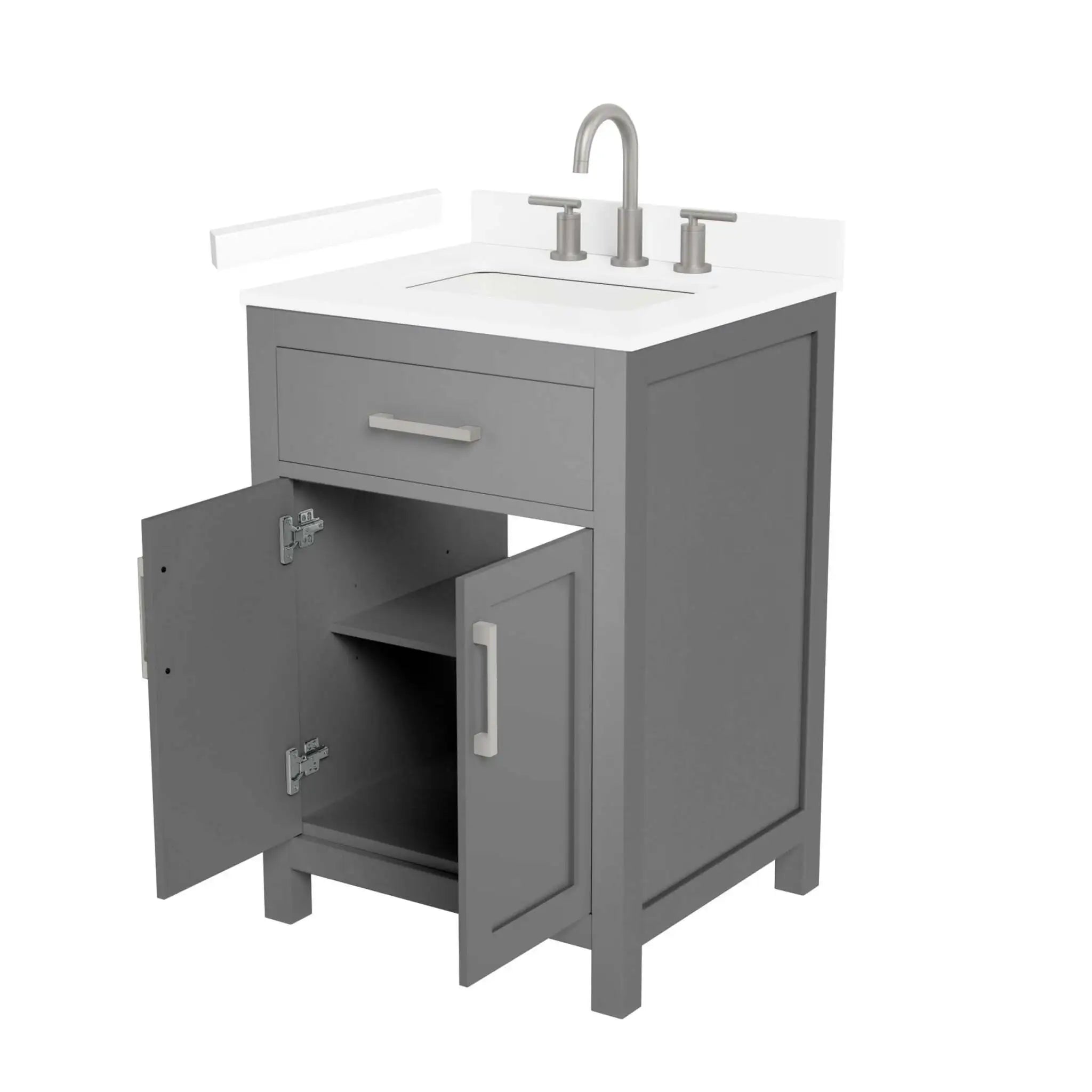 24" Beckett Single Bathroom Vanity in Dark Gray with Brushed Nickel Trim by Wyndham