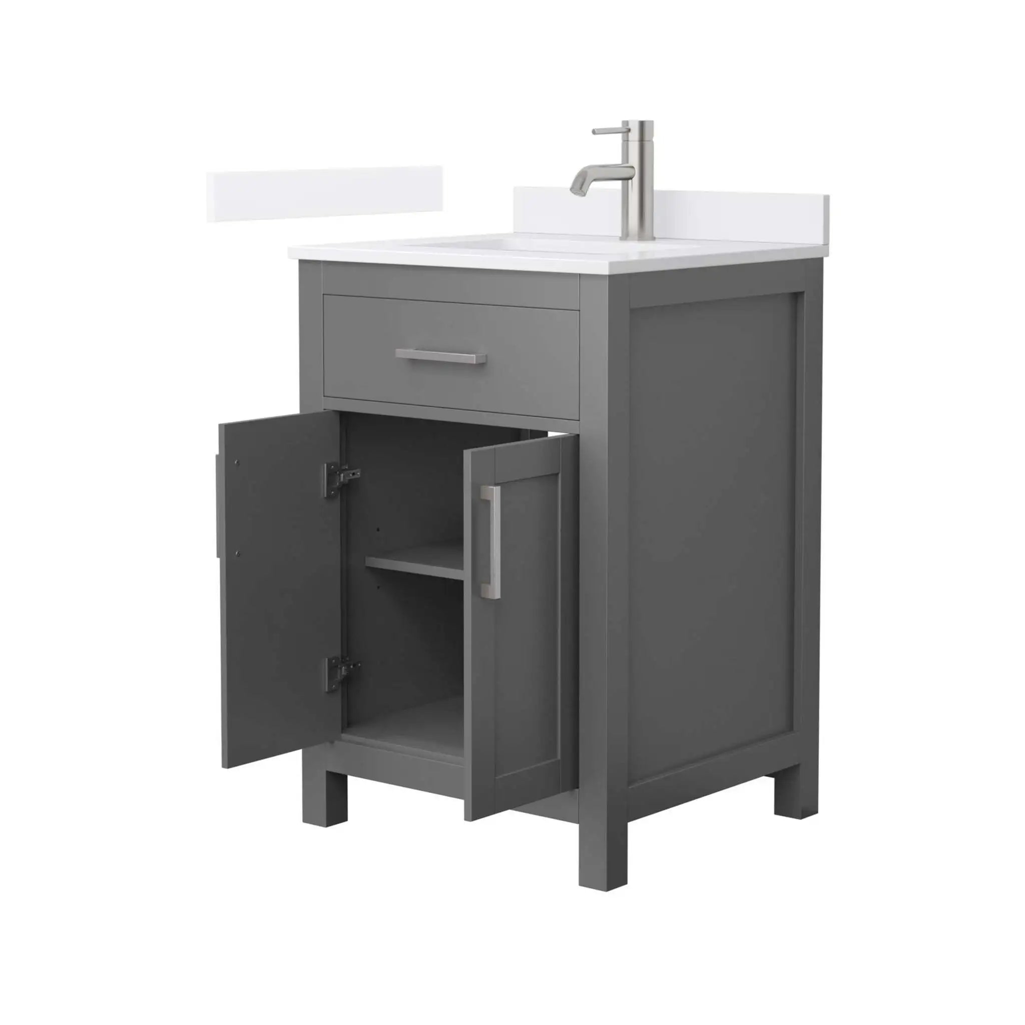 24" Beckett Single Bathroom Vanity in Dark Gray with Brushed Nickel Trim by Wyndham