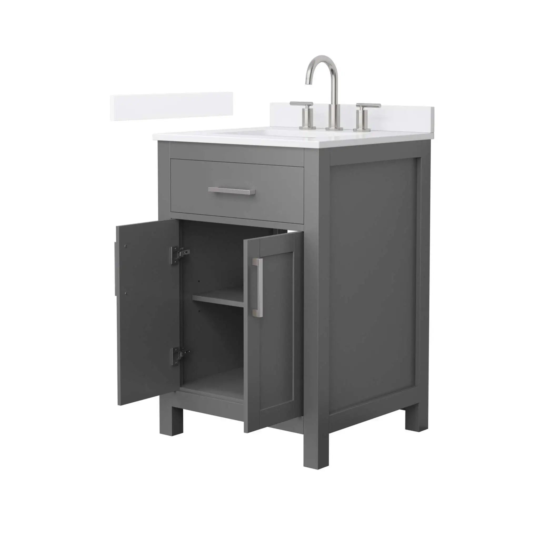 24" Beckett Single Bathroom Vanity in Dark Gray with Brushed Nickel Trim by Wyndham