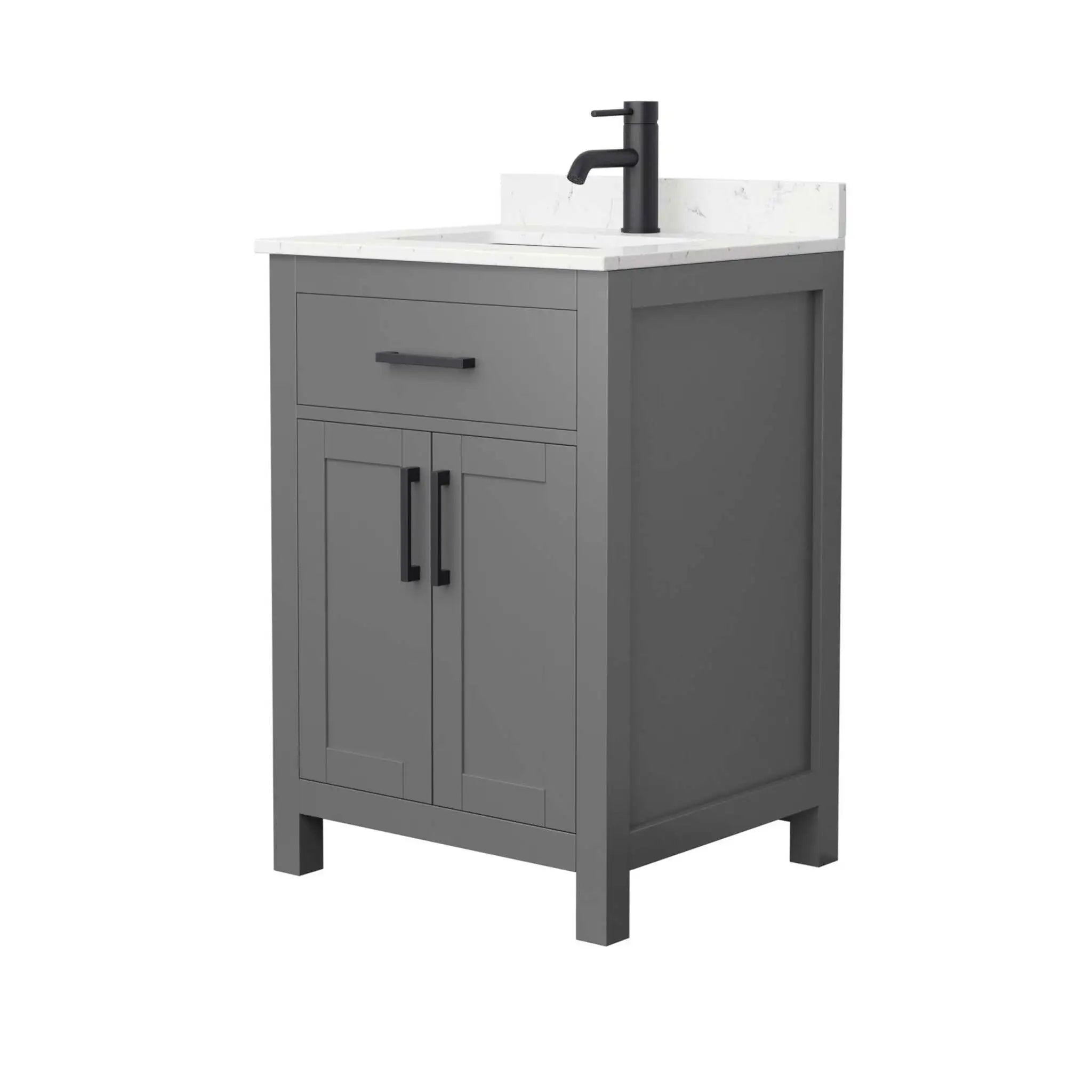 24" Beckett Single Bathroom Vanity in Dark Gray with Matte Black Trim by Wyndham