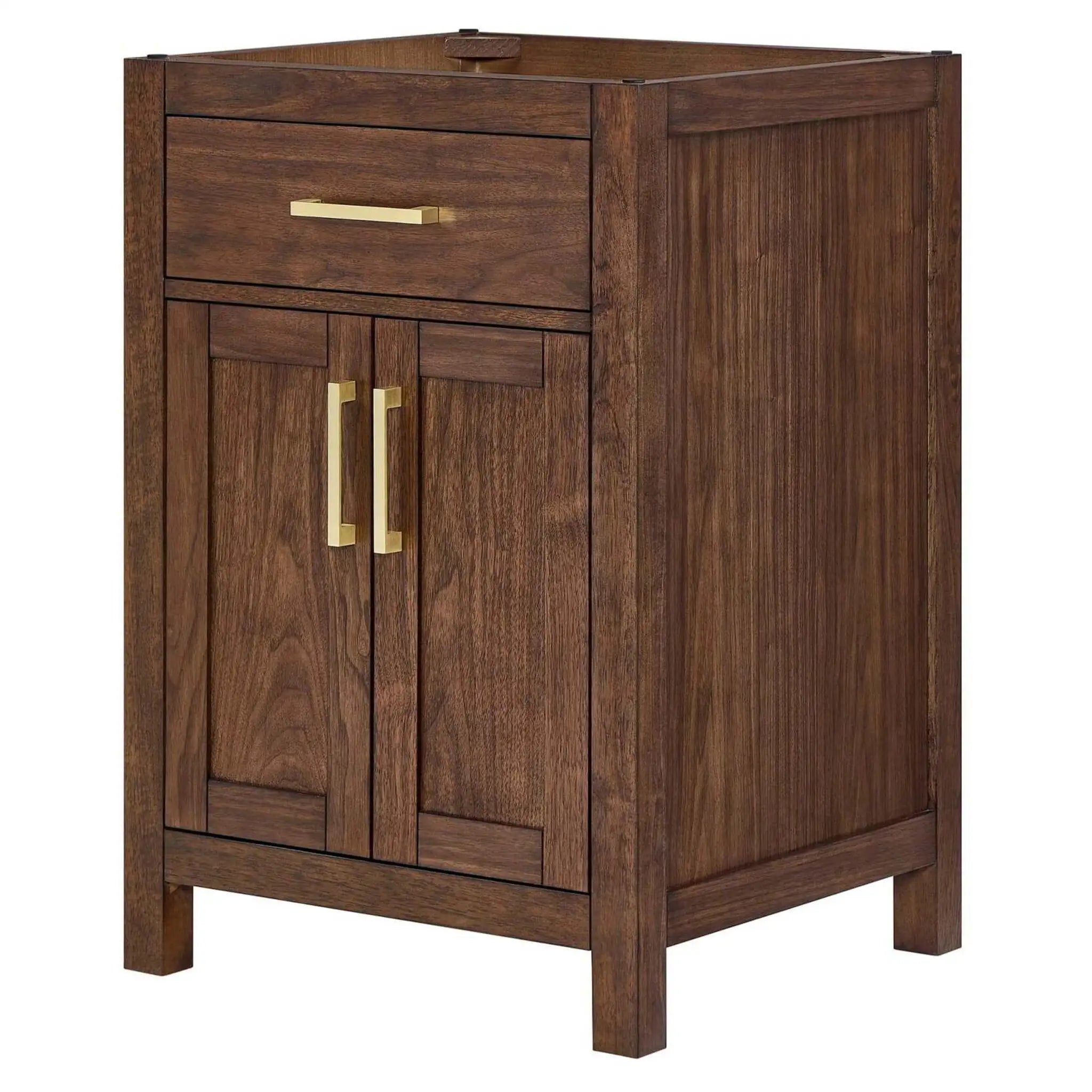 24" Beckett Single Bathroom Vanity in Dark Walnut with Brushed Gold Trim by Wyndham