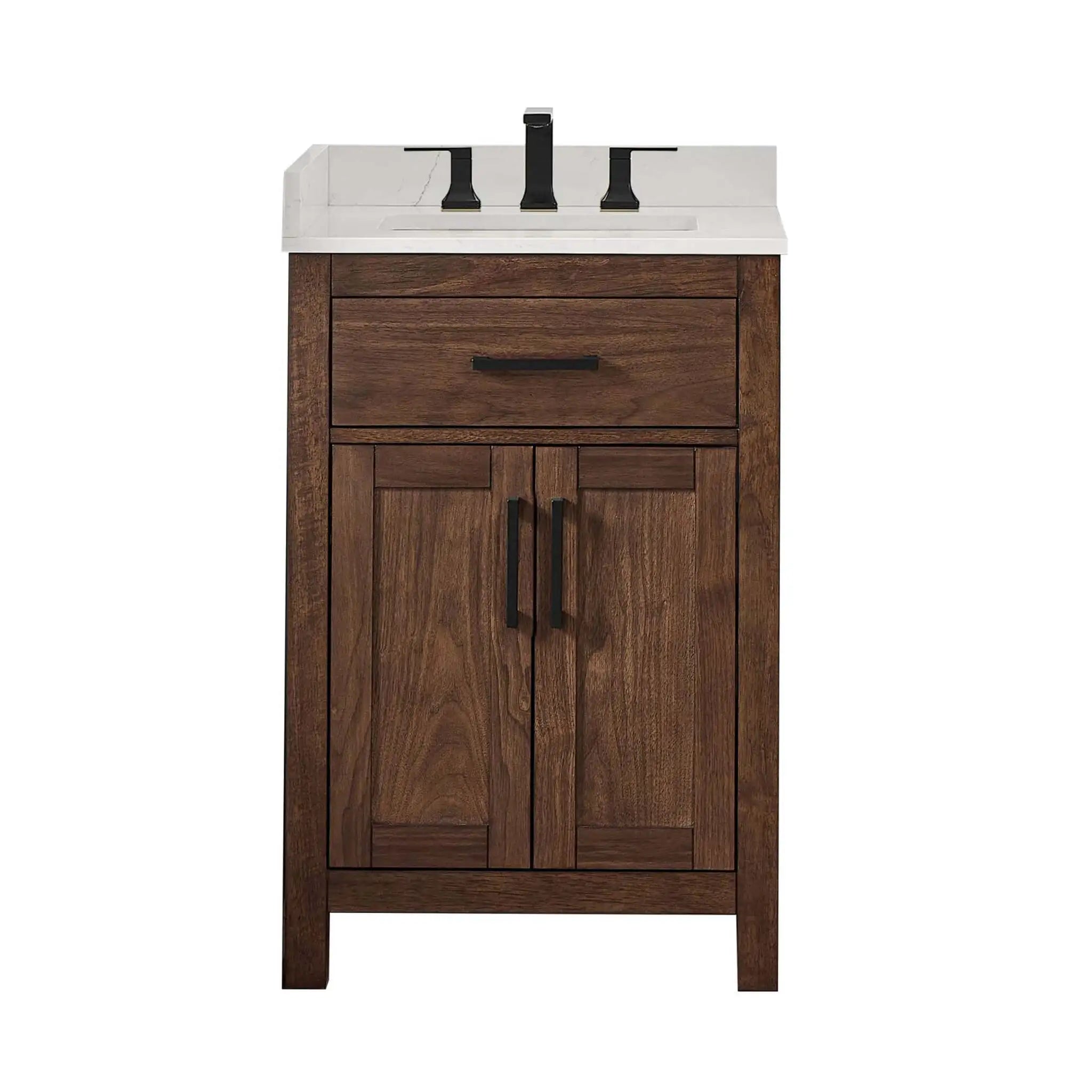 24" Beckett Single Bathroom Vanity in Dark Walnut with Brushed Nickel Trim by Wyndham