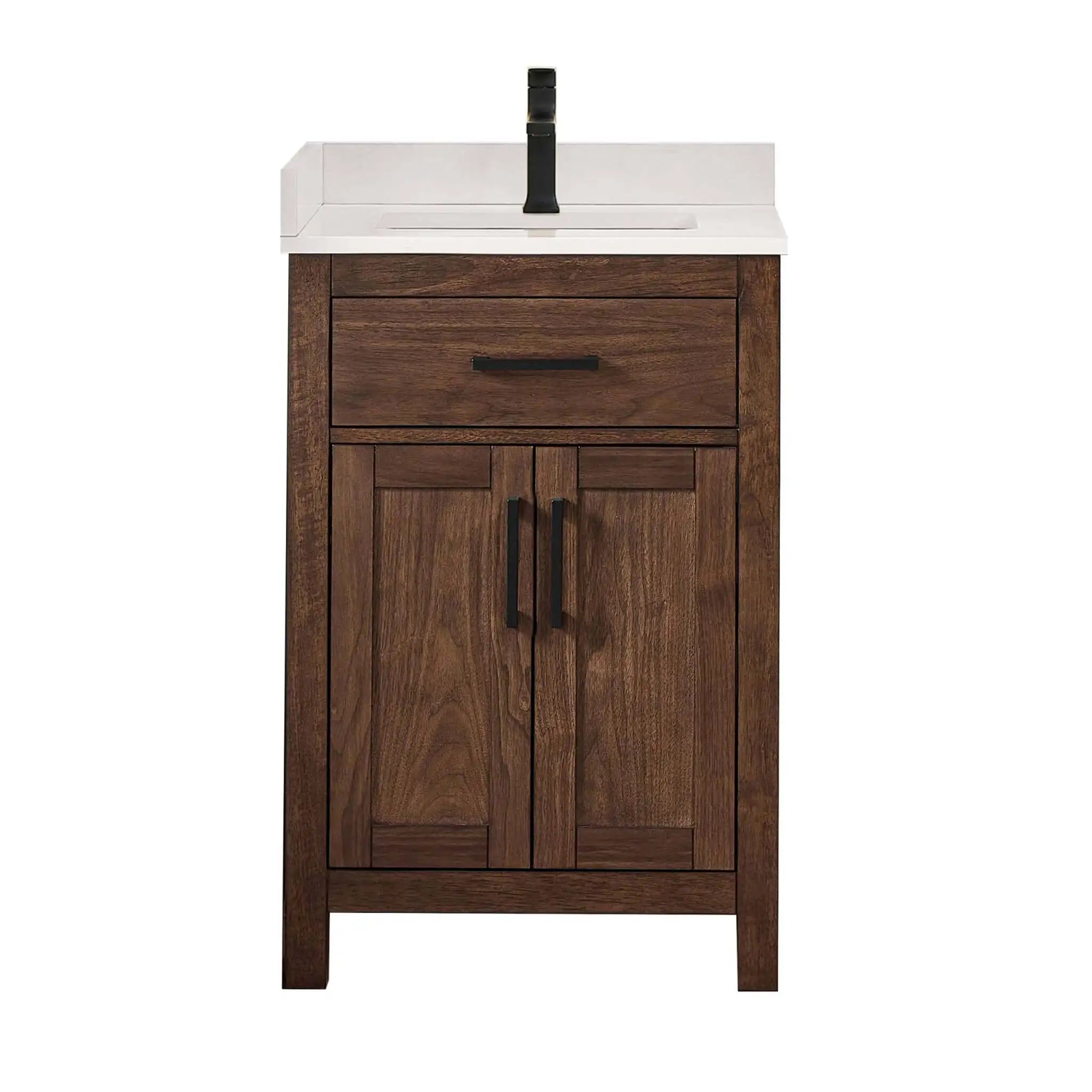 24" Beckett Single Bathroom Vanity in Dark Walnut with Brushed Nickel Trim by Wyndham