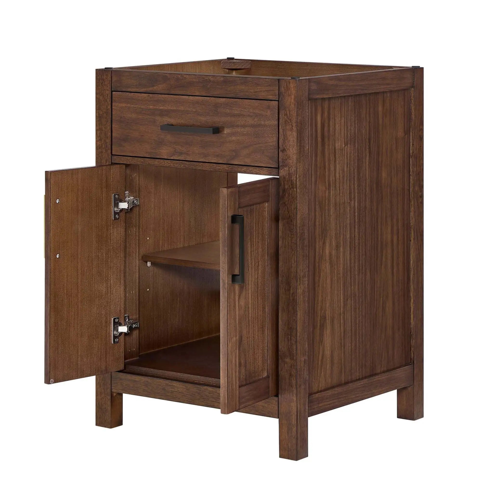 24" Beckett Single Bathroom Vanity in Dark Walnut with Matte Black Trim by Wyndham