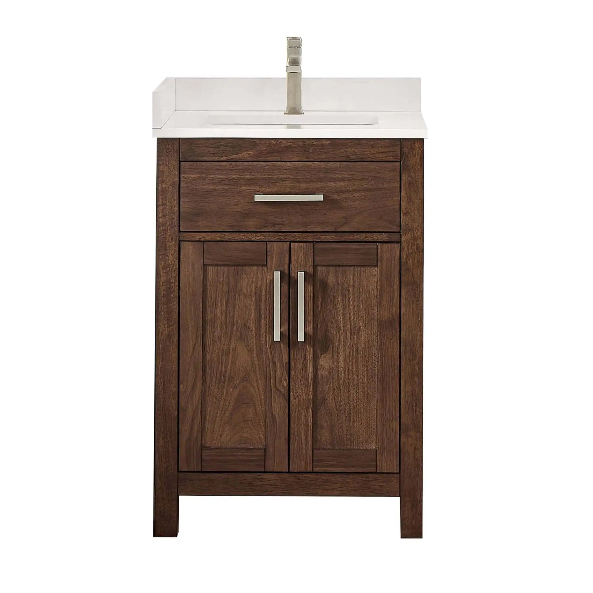 24" Beckett Single Bathroom Vanity in Dark Walnut with Matte Black Trim by Wyndham