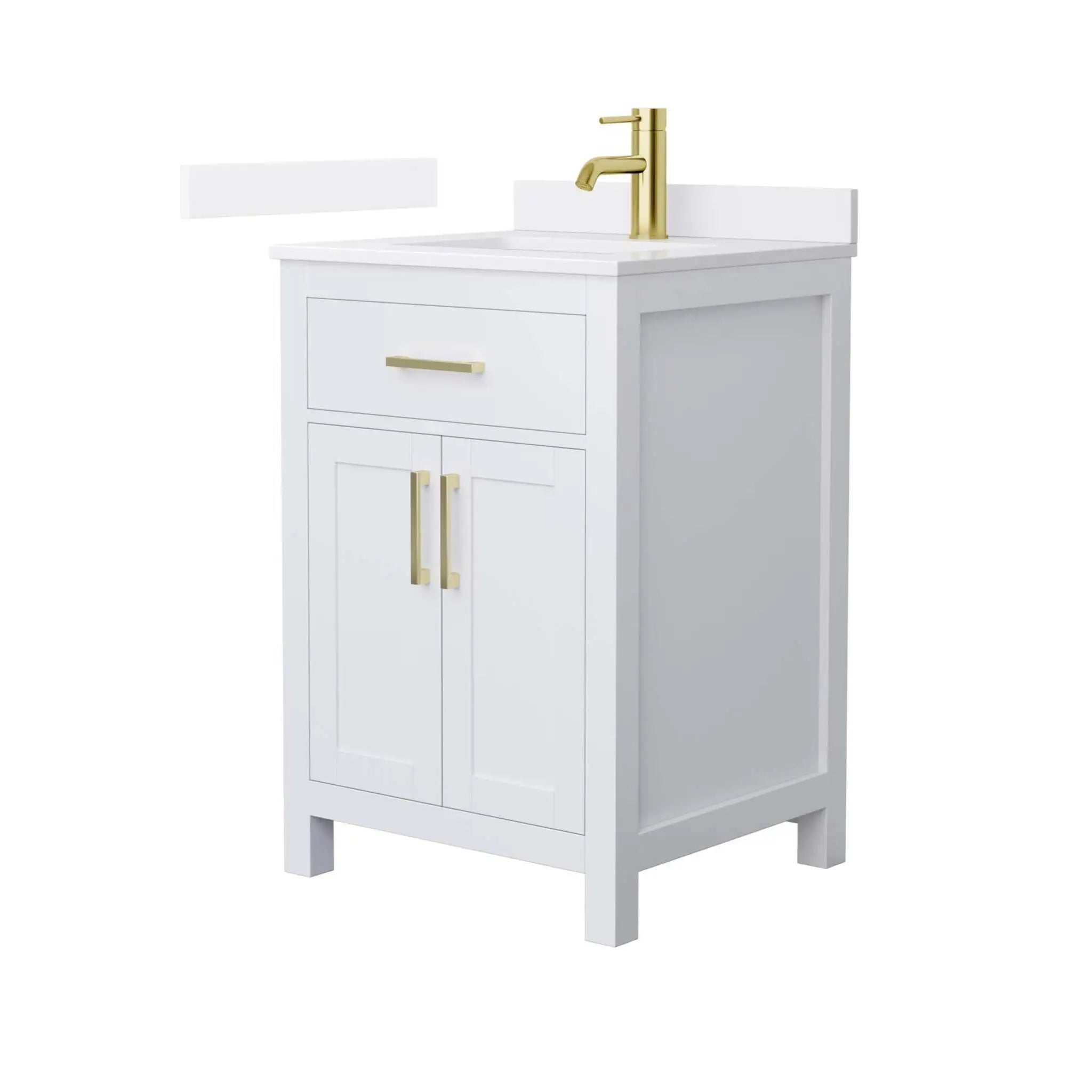 24" Beckett Single Bathroom Vanity in White with Brushed Gold Trim by Wyndham
