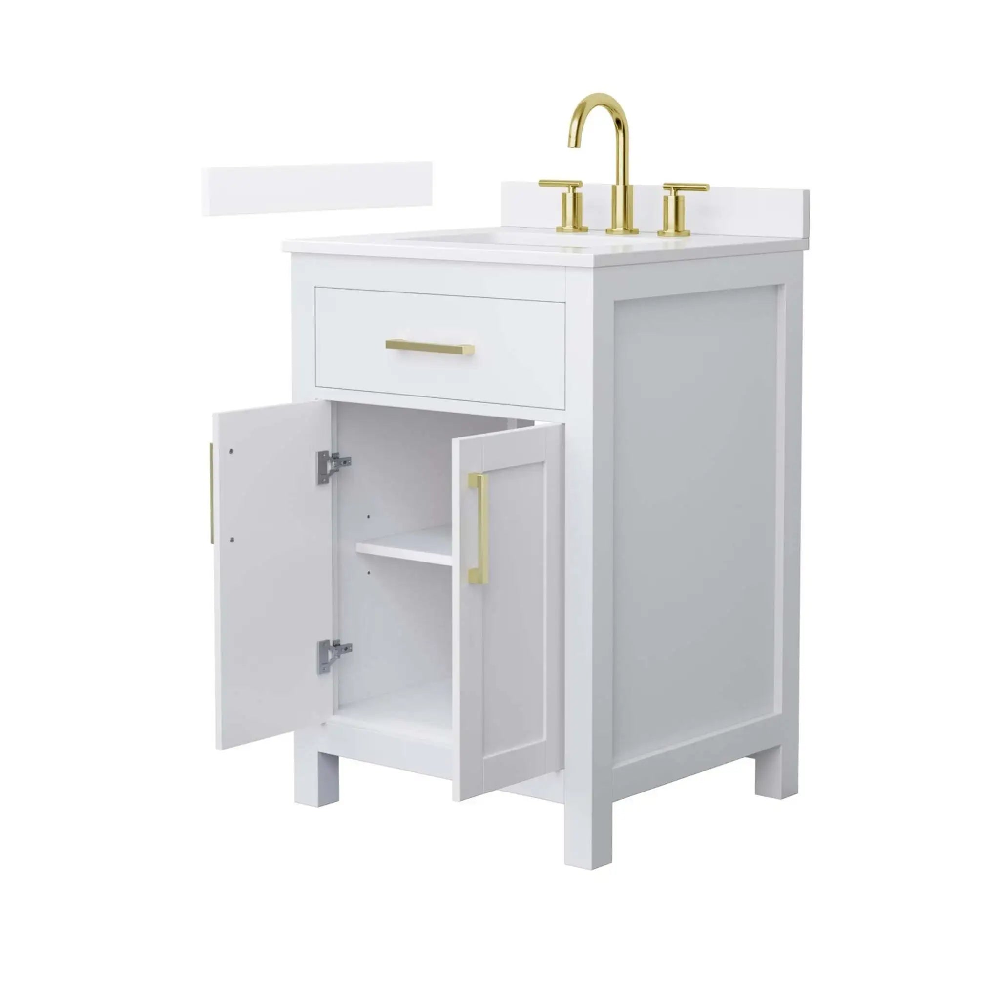 24" Beckett Single Bathroom Vanity in White with Brushed Gold Trim by Wyndham