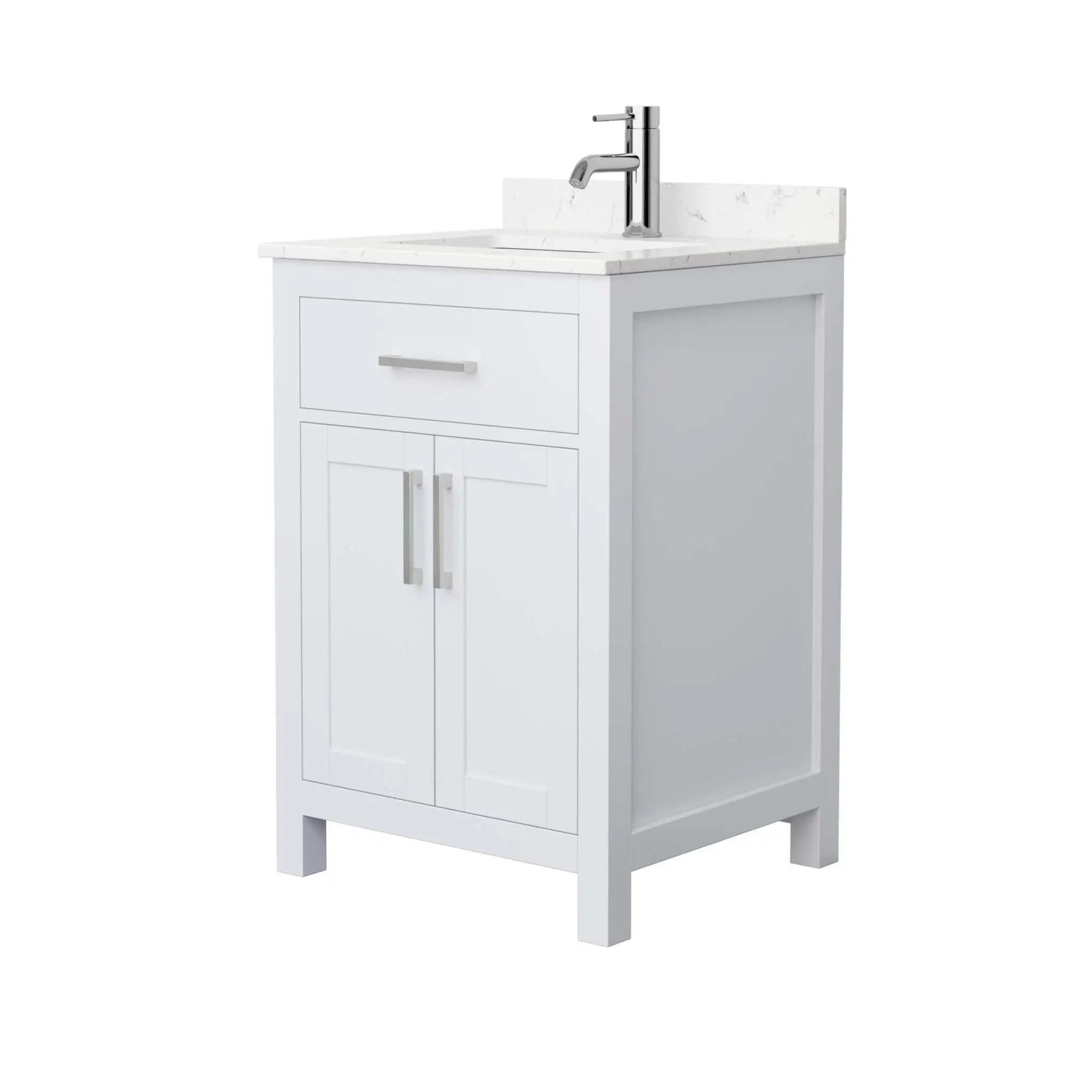 24" Beckett Single Bathroom Vanity in White with Brushed Nickel Trim by Wyndham