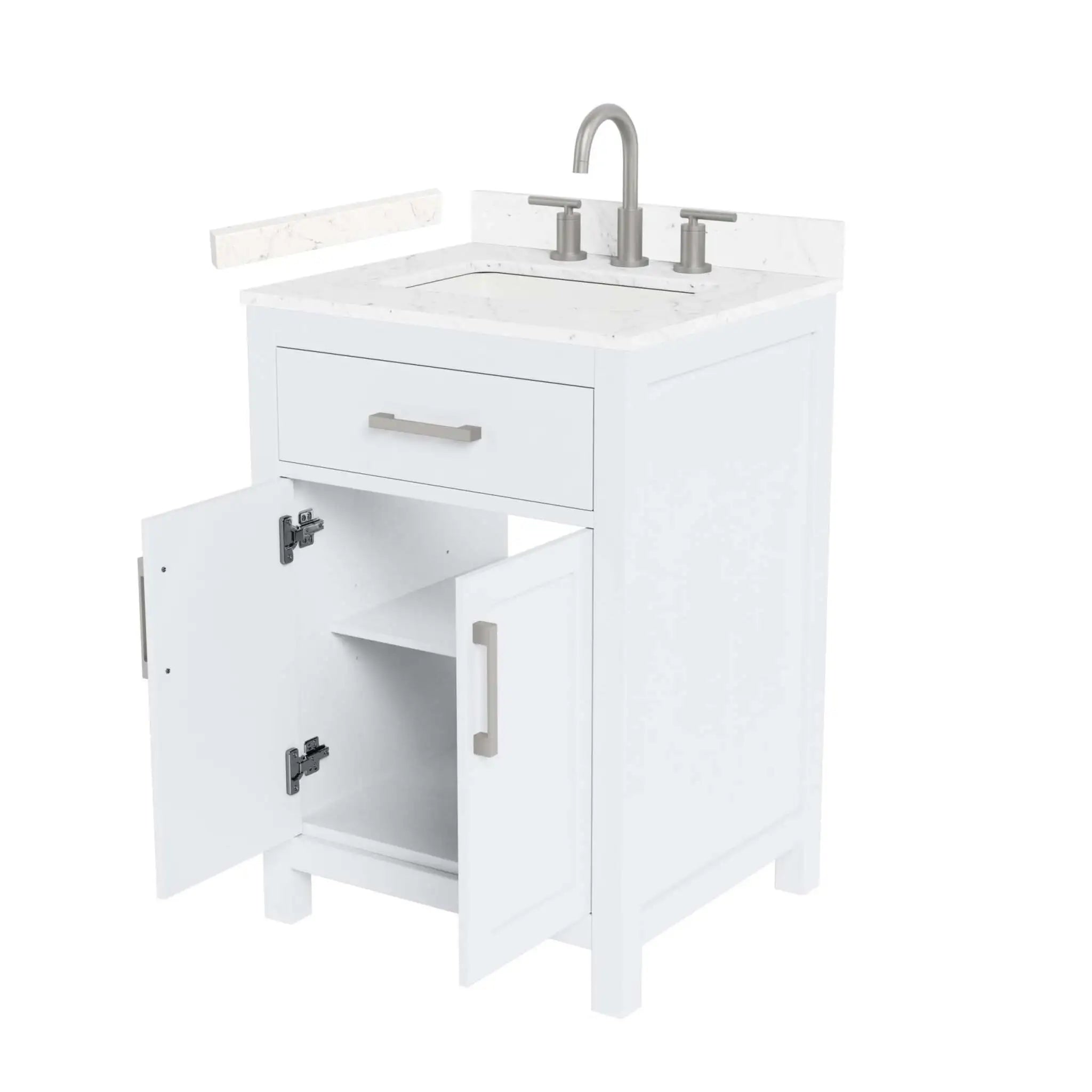 24" Beckett Single Bathroom Vanity in White with Brushed Nickel Trim by Wyndham