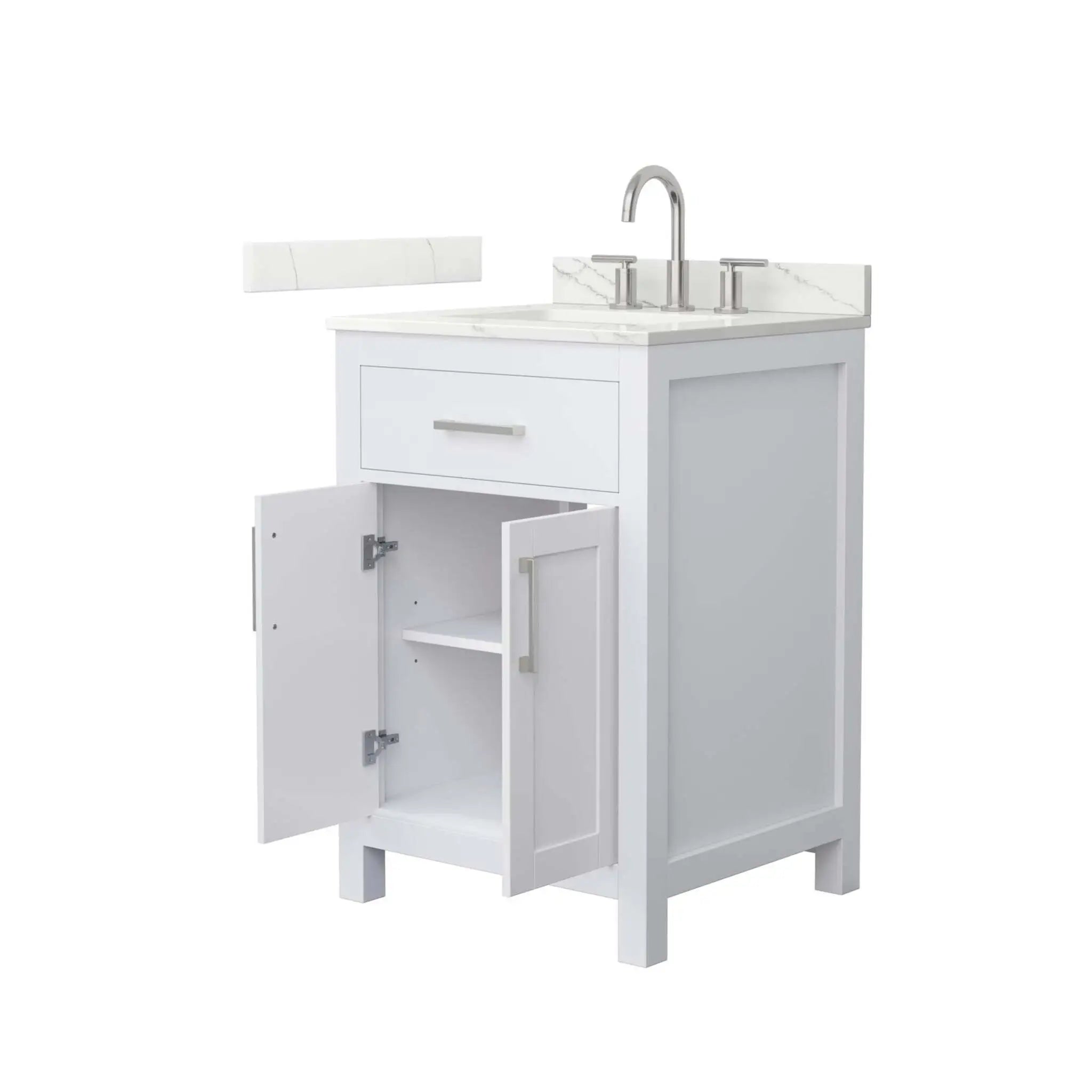 24" Beckett Single Bathroom Vanity in White with Brushed Nickel Trim by Wyndham