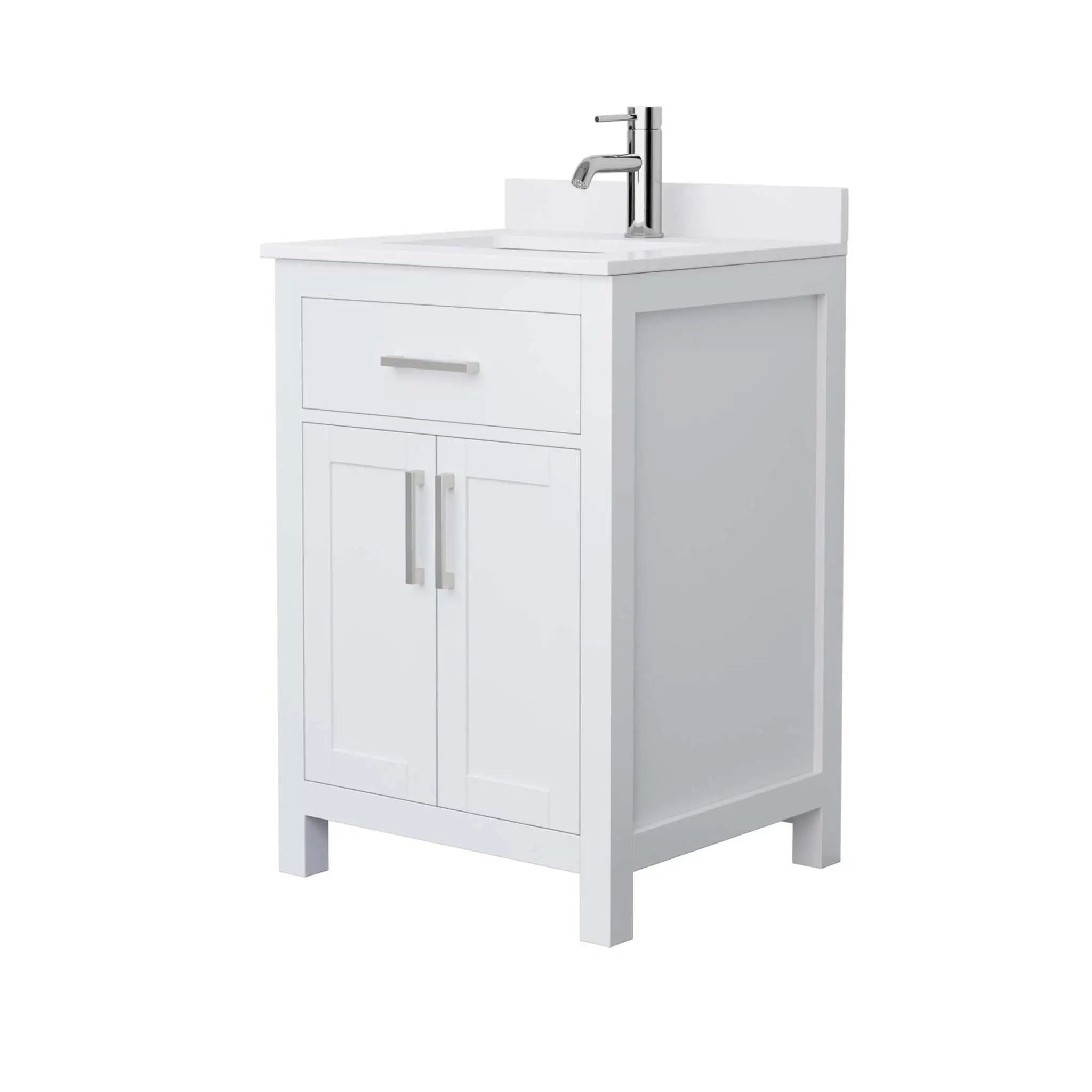 24" Beckett Single Bathroom Vanity in White with Brushed Nickel Trim by Wyndham