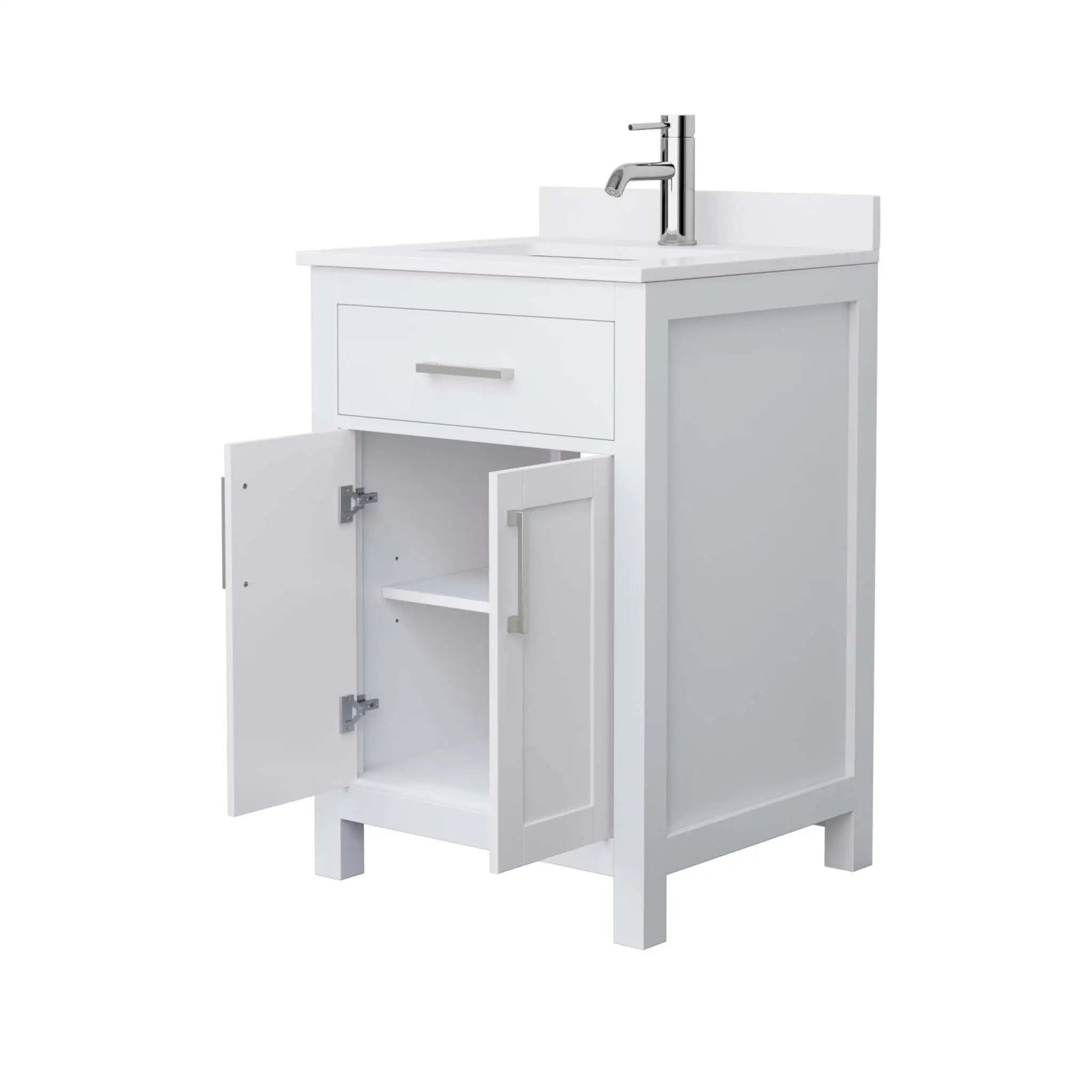 24" Beckett Single Bathroom Vanity in White with Brushed Nickel Trim by Wyndham
