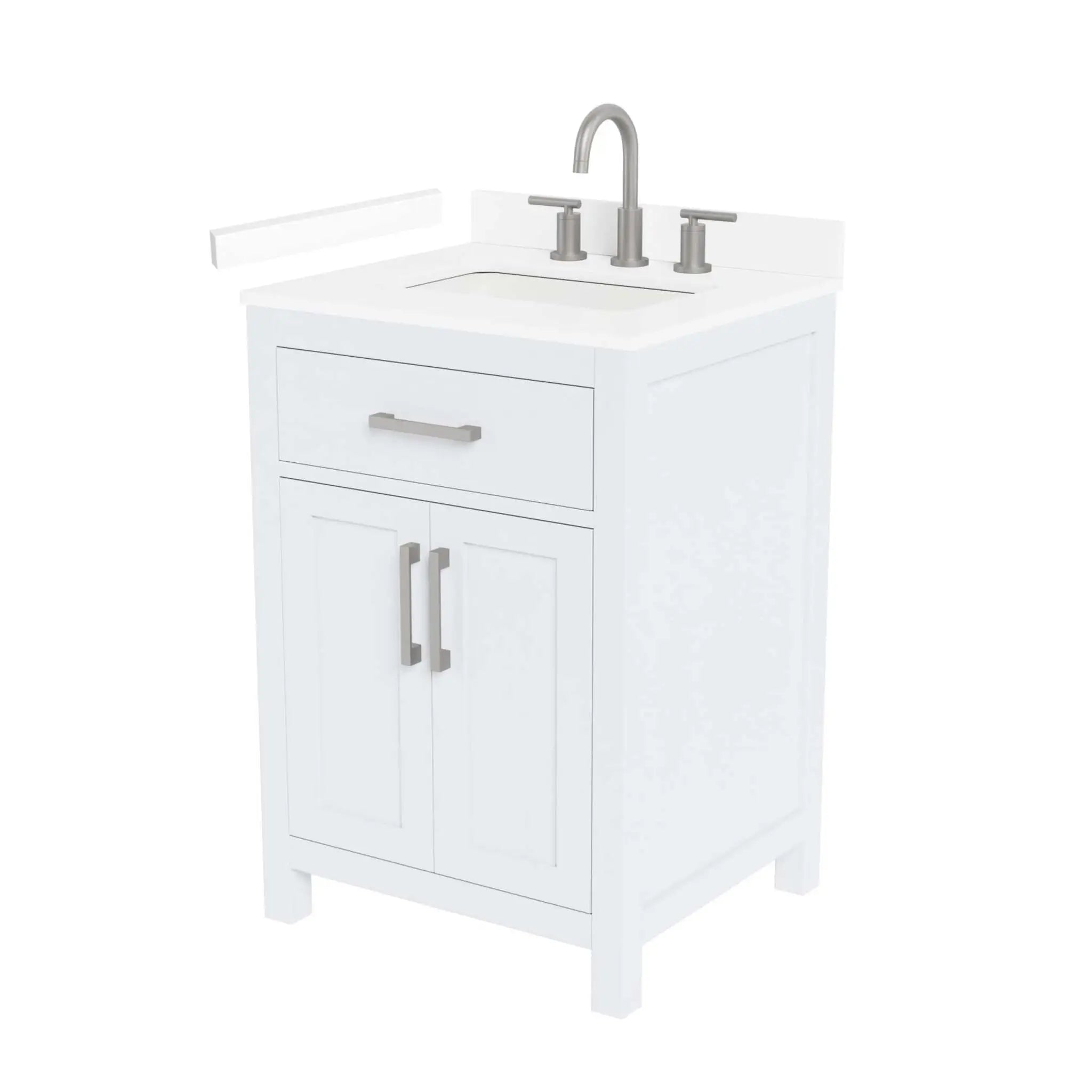 24" Beckett Single Bathroom Vanity in White with Brushed Nickel Trim by Wyndham