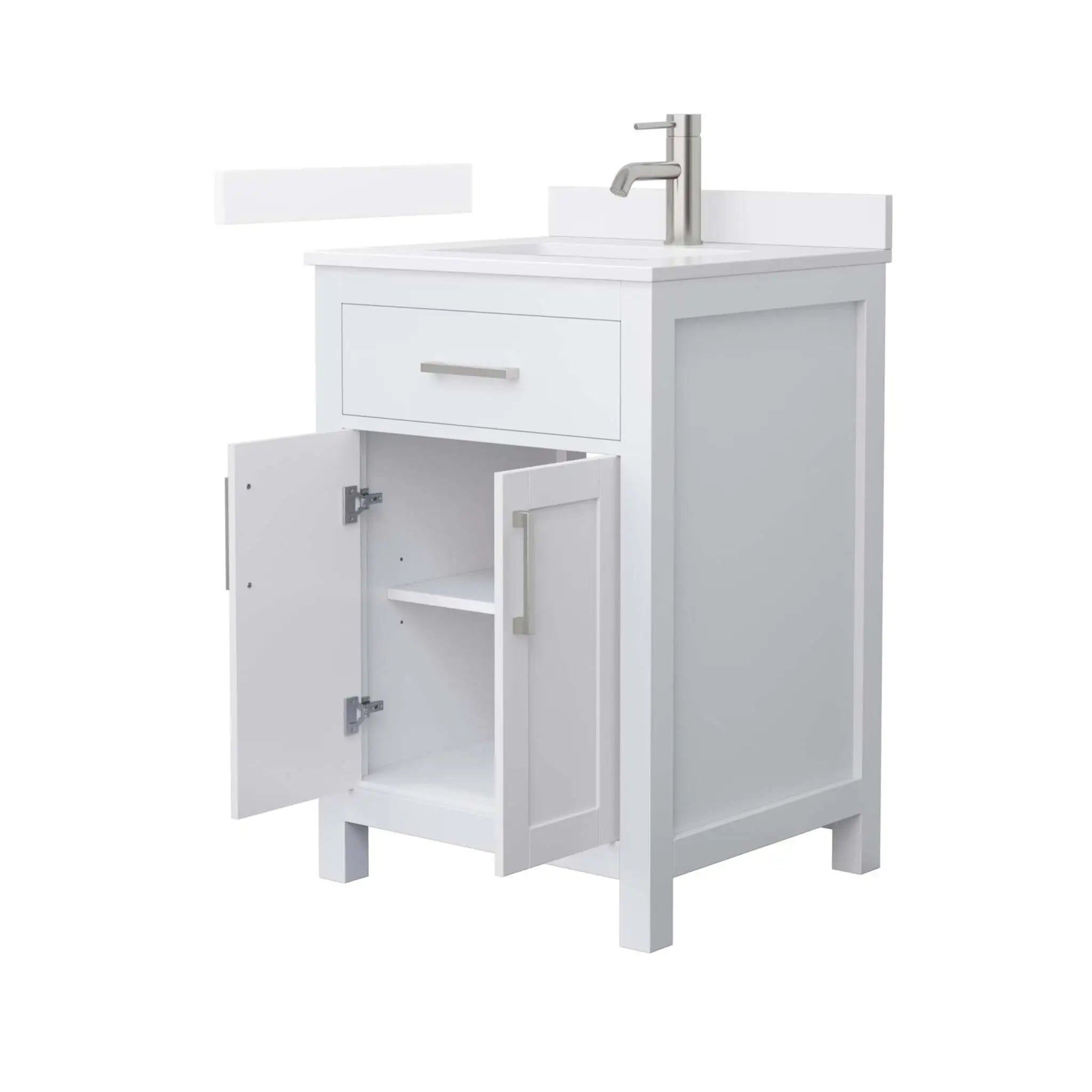 24" Beckett Single Bathroom Vanity in White with Brushed Nickel Trim by Wyndham