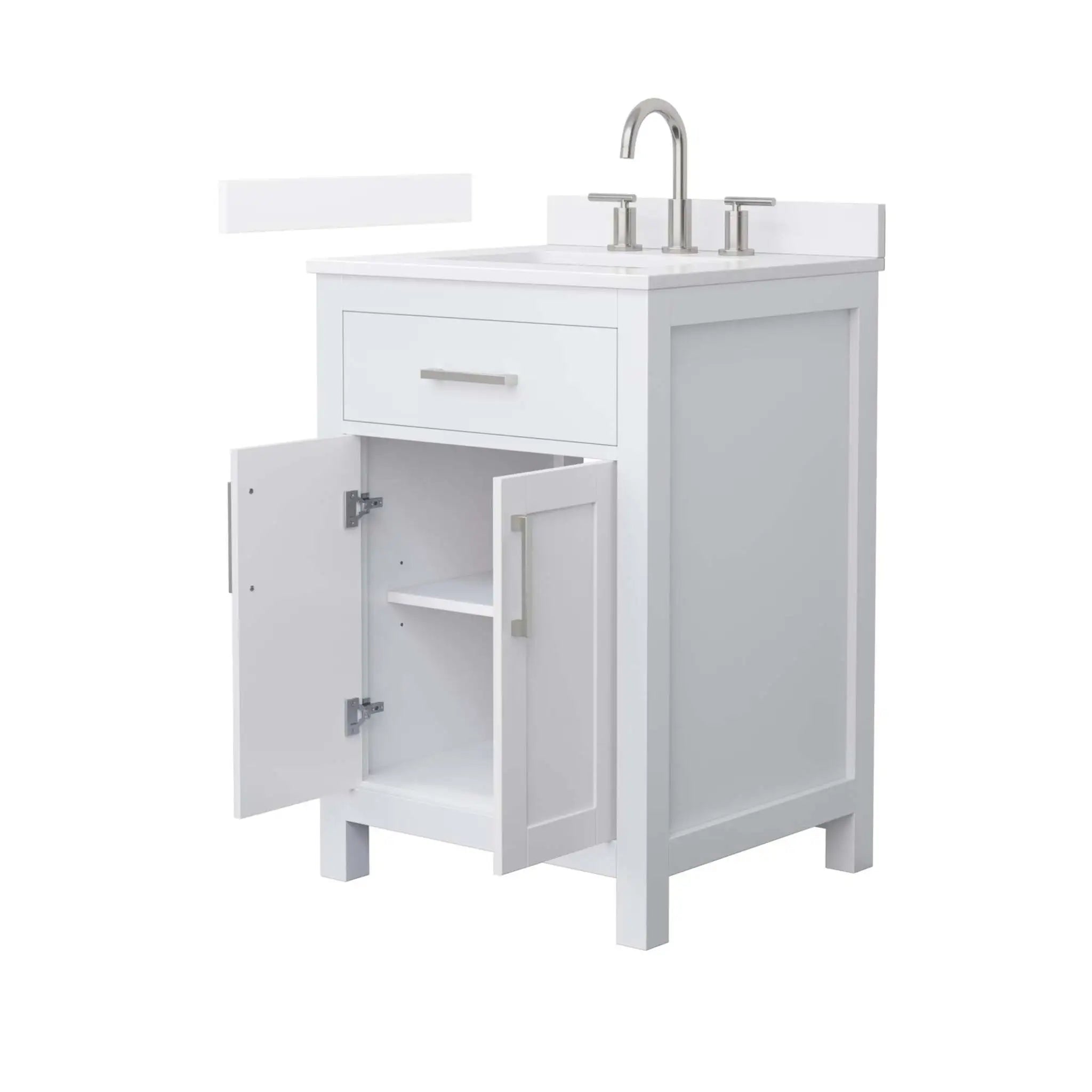 24" Beckett Single Bathroom Vanity in White with Brushed Nickel Trim by Wyndham