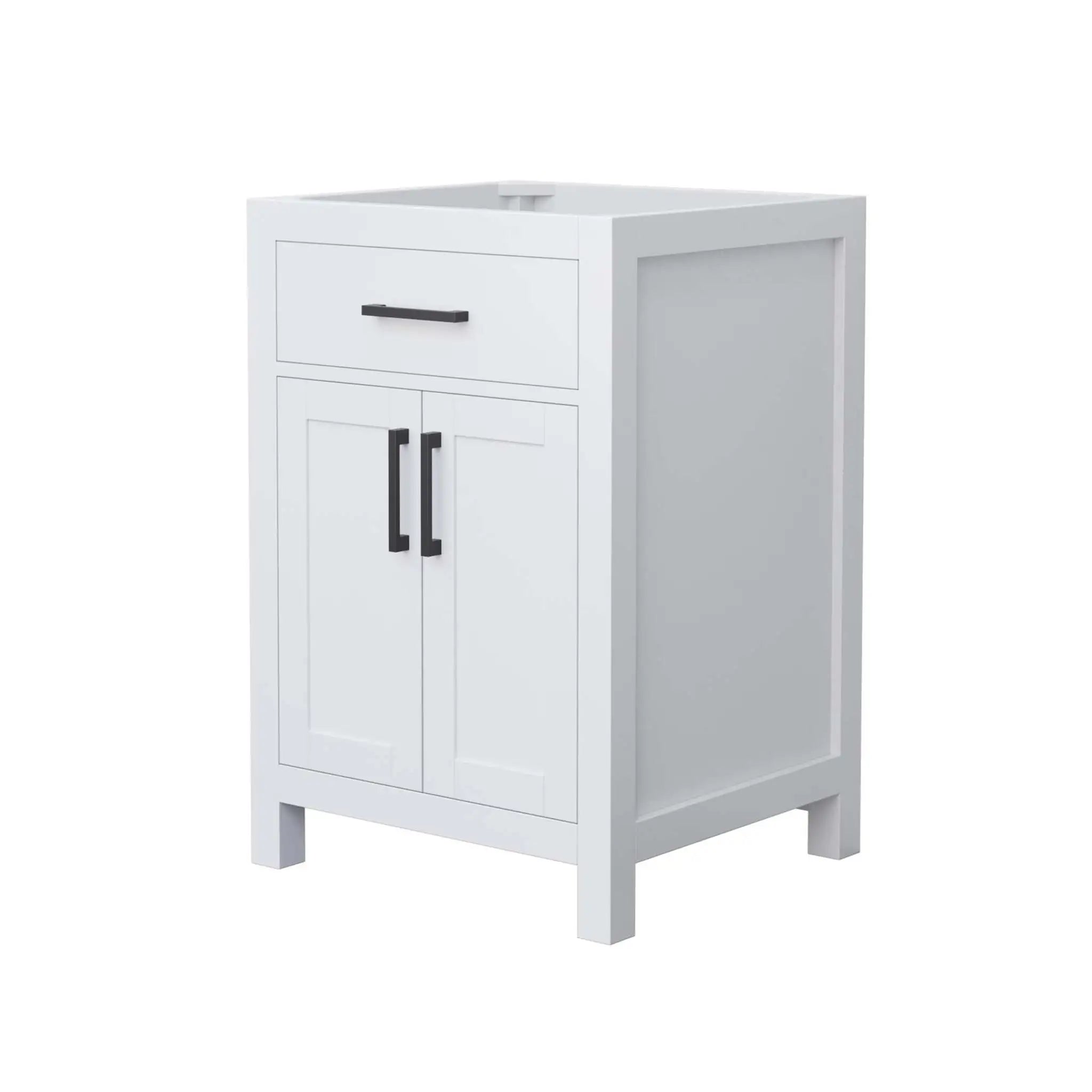 24" Beckett Single Bathroom Vanity in White with Matte Black Trim by Wyndham