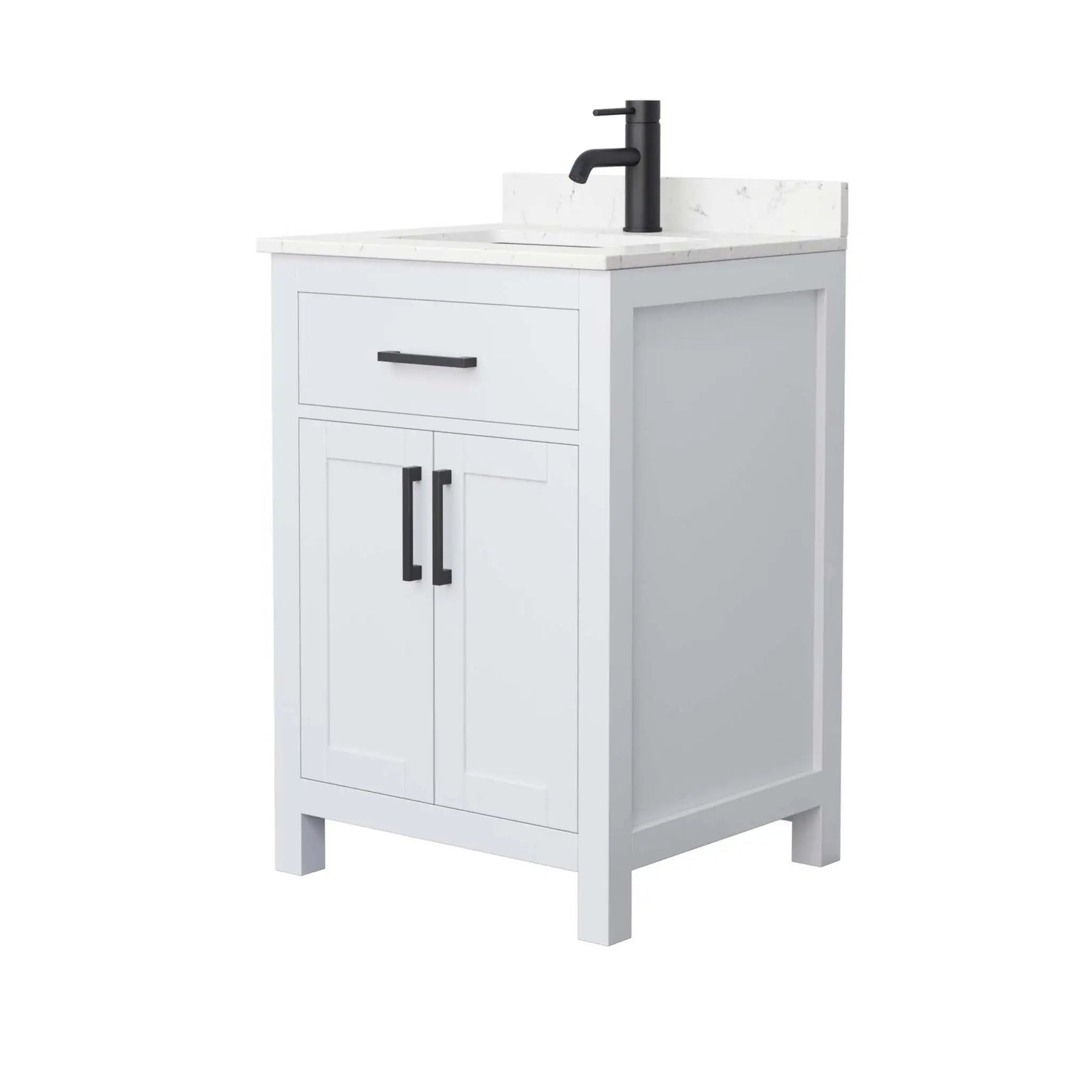 24" Beckett Single Bathroom Vanity in White with Matte Black Trim by Wyndham