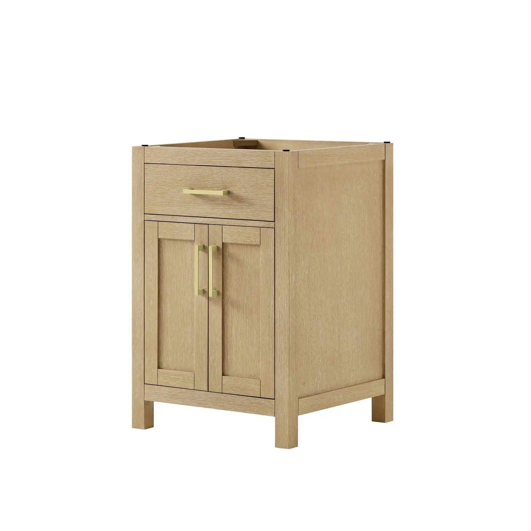 24" Beckett Single Bathroom Vanity in Whitewashed Oak with Brushed Gold Trim by Wyndham