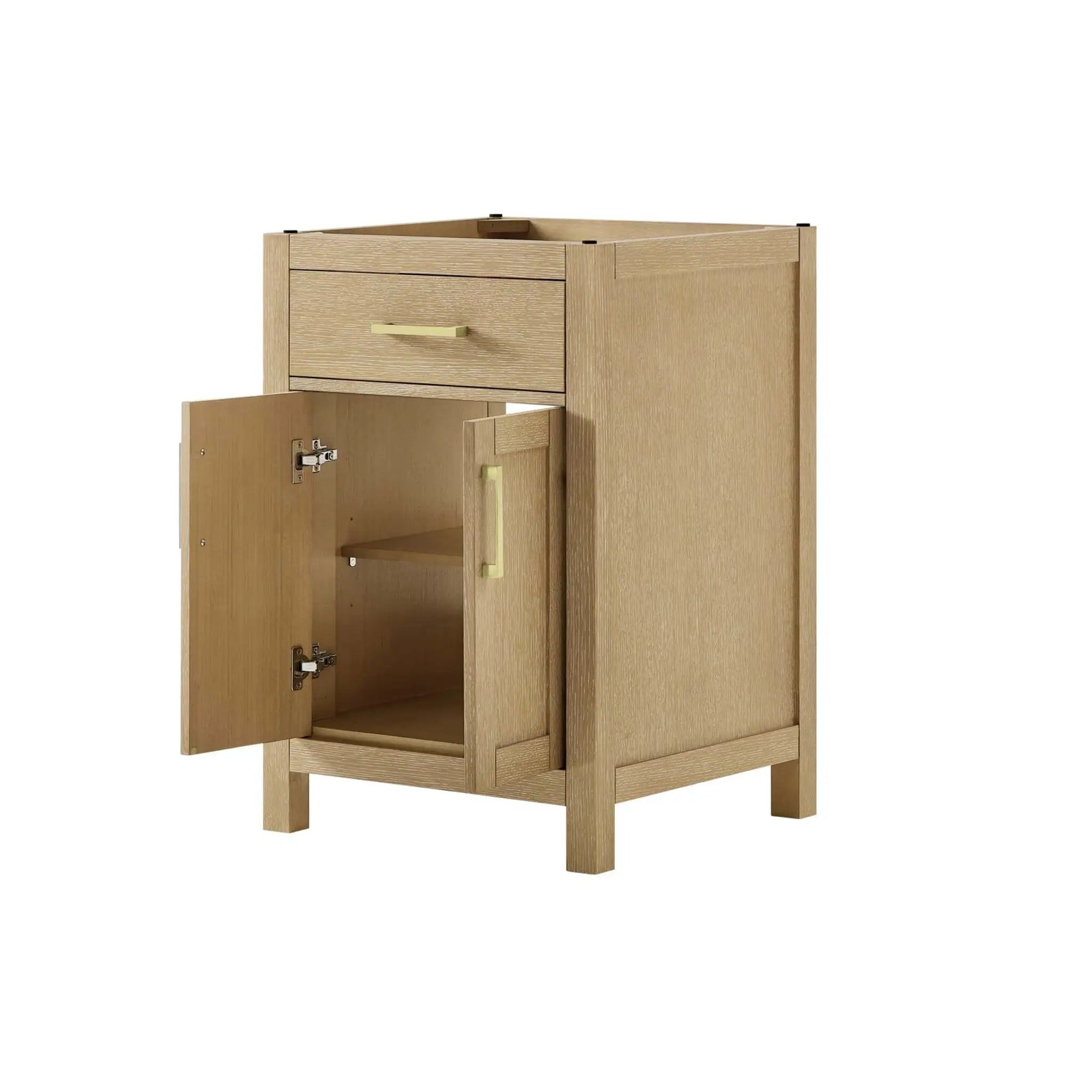24" Beckett Single Bathroom Vanity in Whitewashed Oak with Brushed Gold Trim by Wyndham