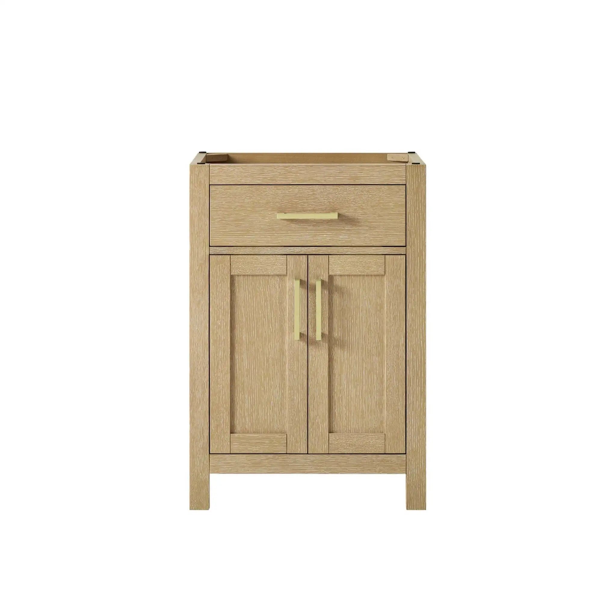 24" Beckett Single Bathroom Vanity in Whitewashed Oak with Brushed Gold Trim by Wyndham