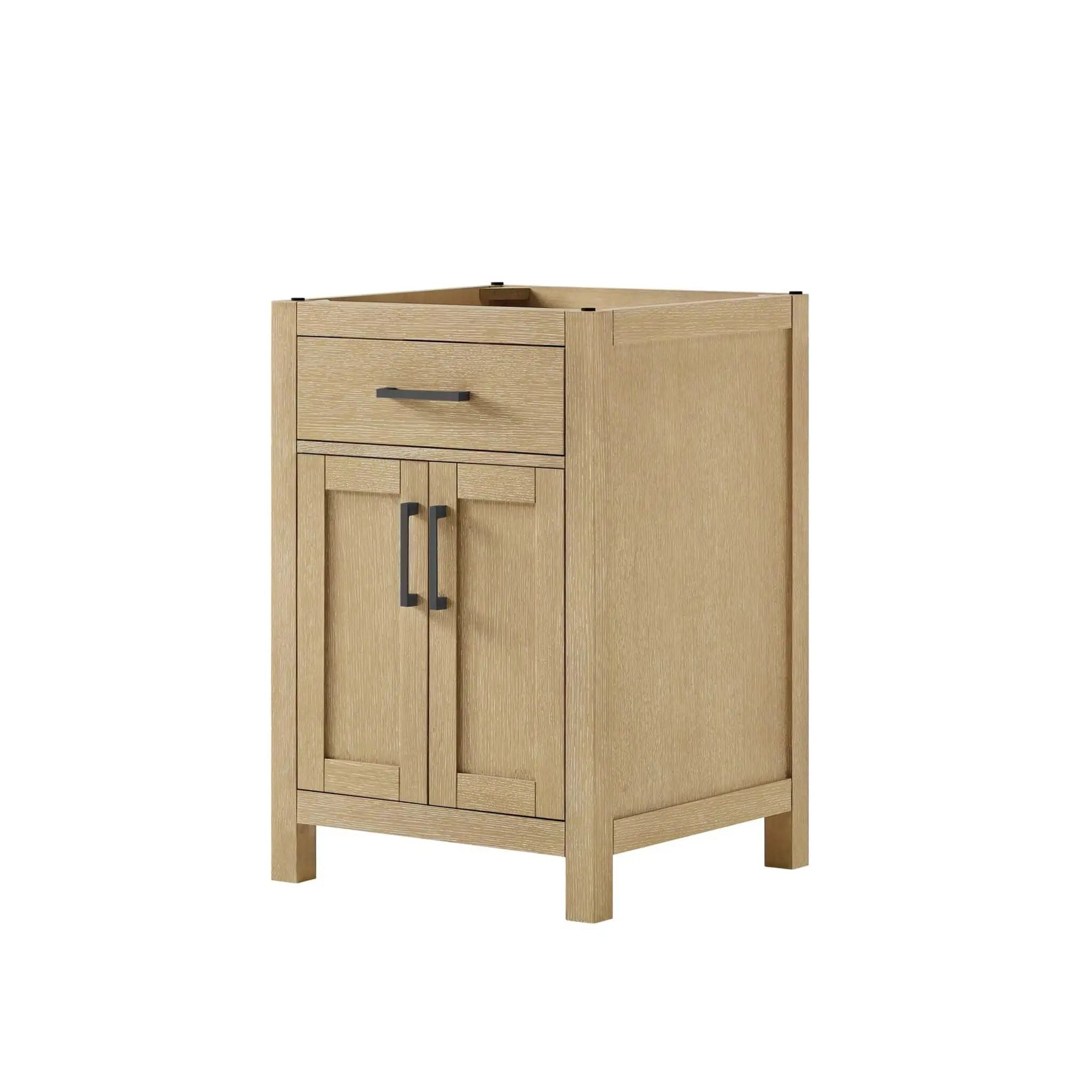 24" Beckett Single Bathroom Vanity in Whitewashed Oak with Matte Black Trim by Wyndham