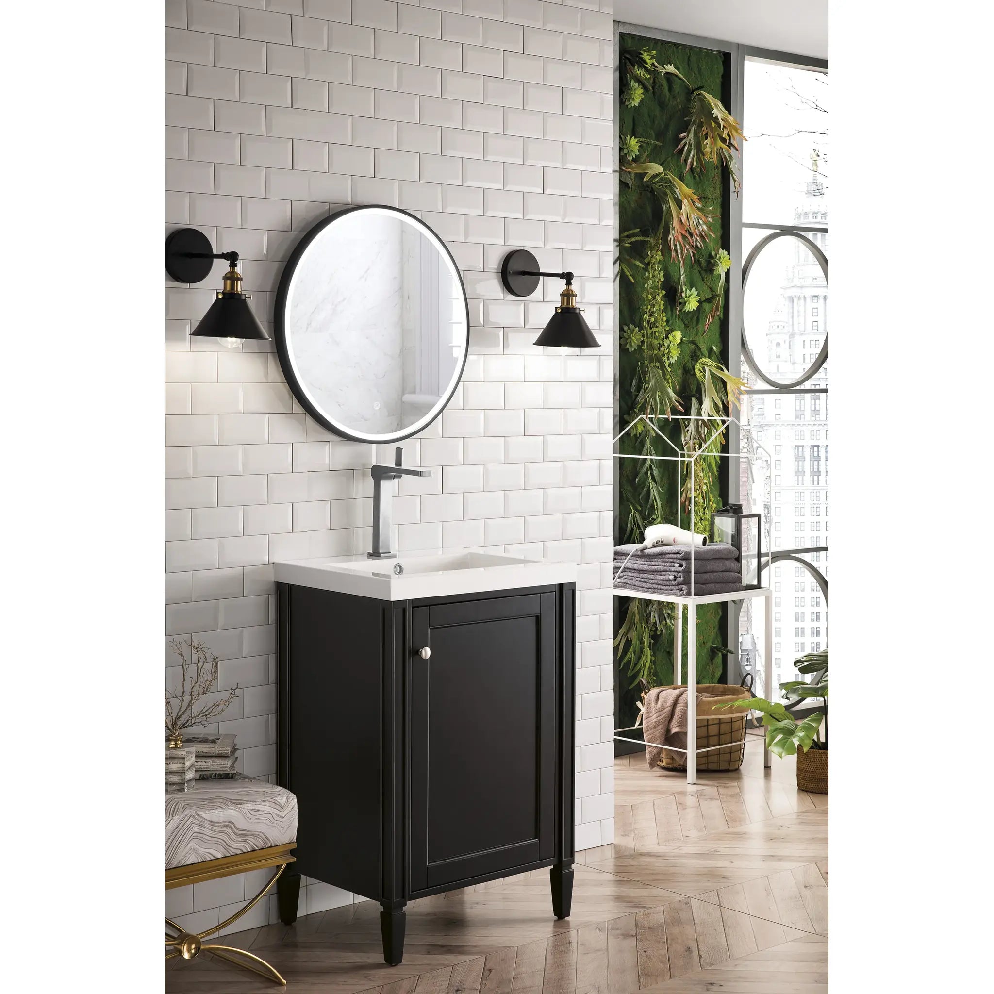 24" Britannia Single Vanity in Black Onyx-White Glossy image 2