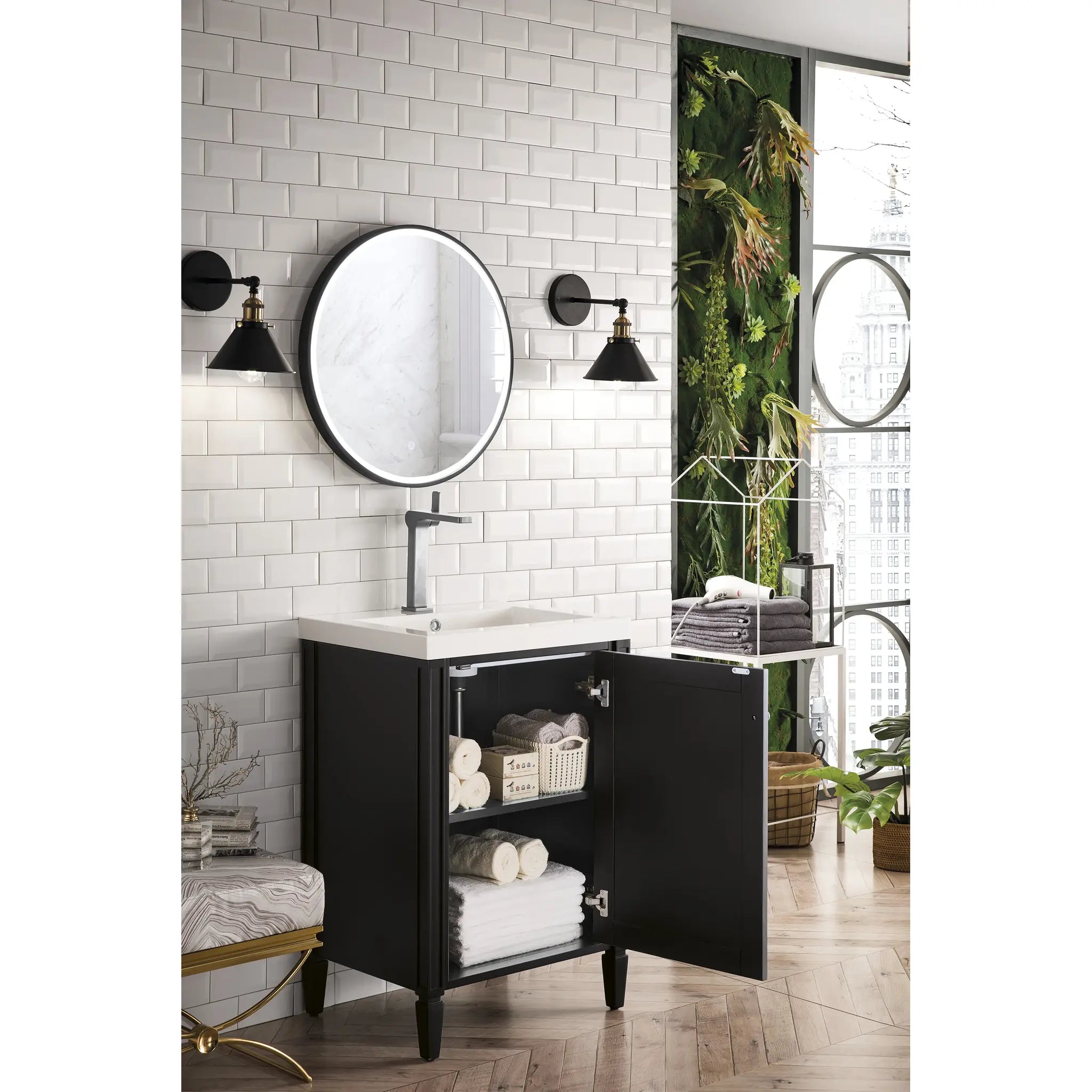 24" Britannia Single Vanity in Black Onyx-White Glossy image 3