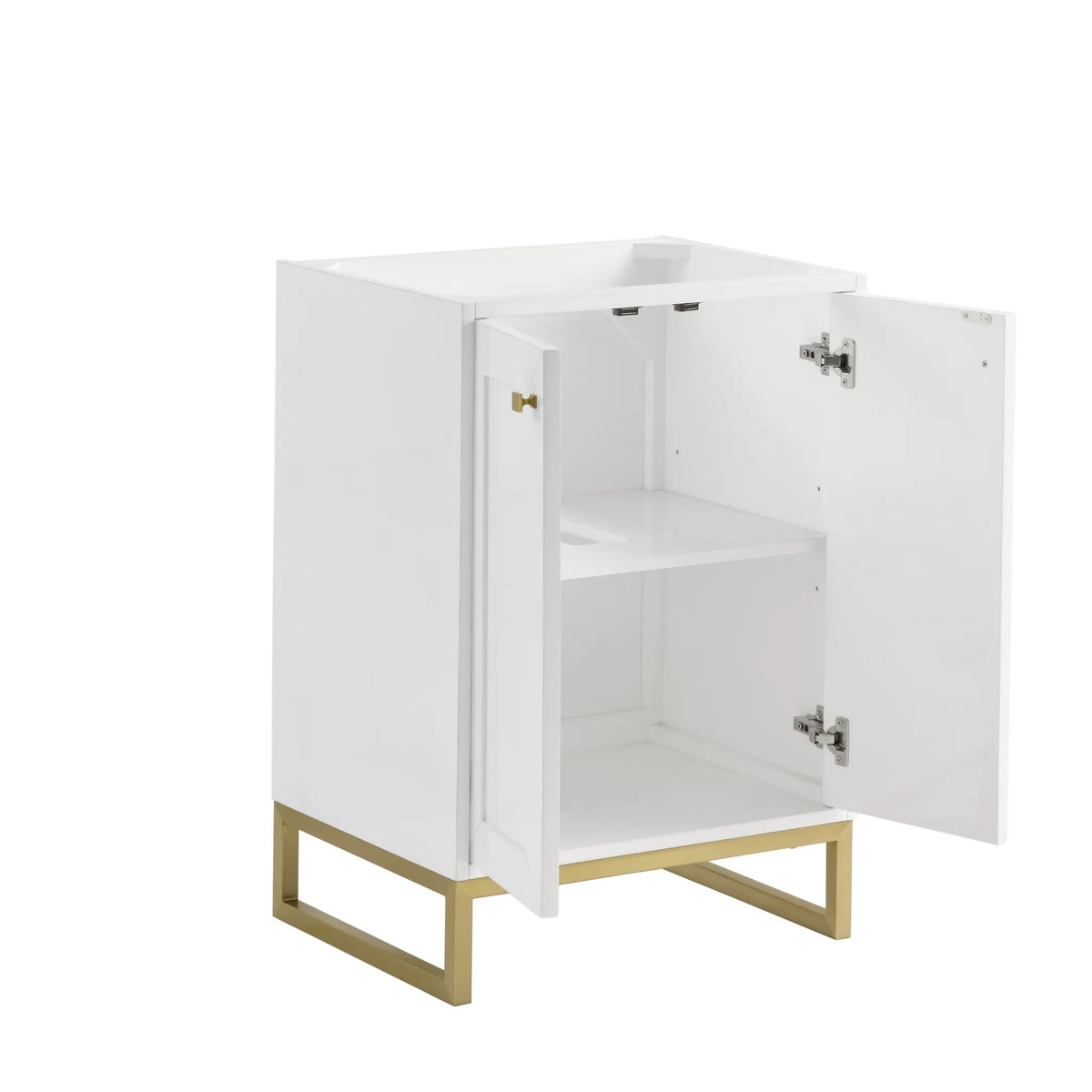 24" Chianti Single Cabinet in Glossy White in Champagne Brass-Cabinet Only image 3